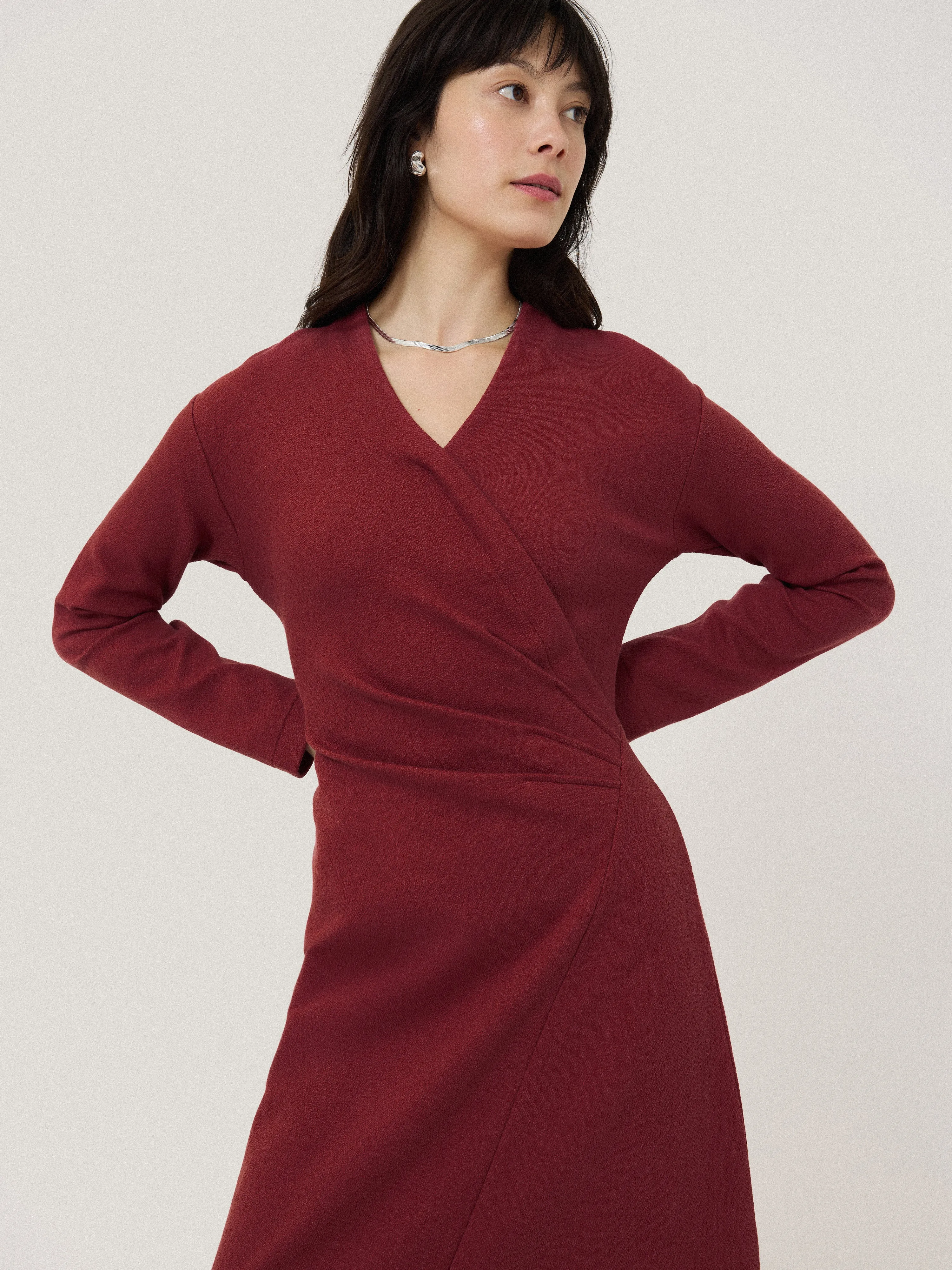 Mock Wrap Jersey Dress | Pink