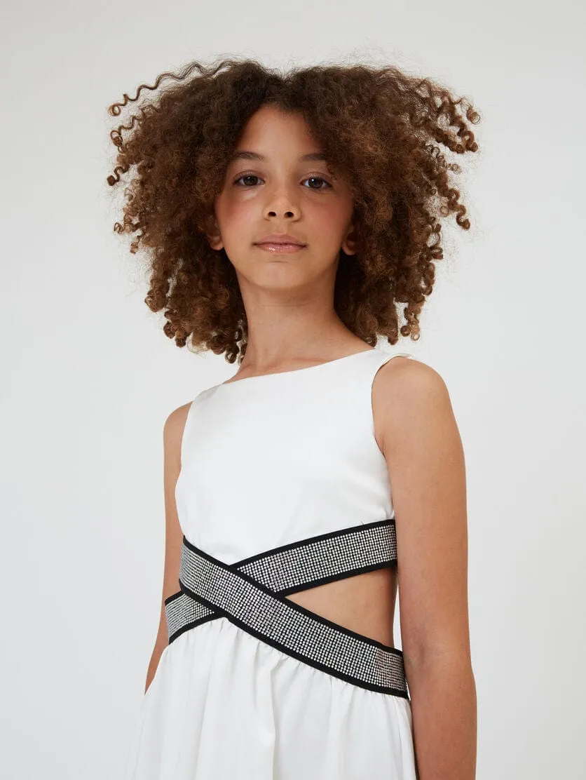 Monnalisa Girls Cut Out Punto Dress in White