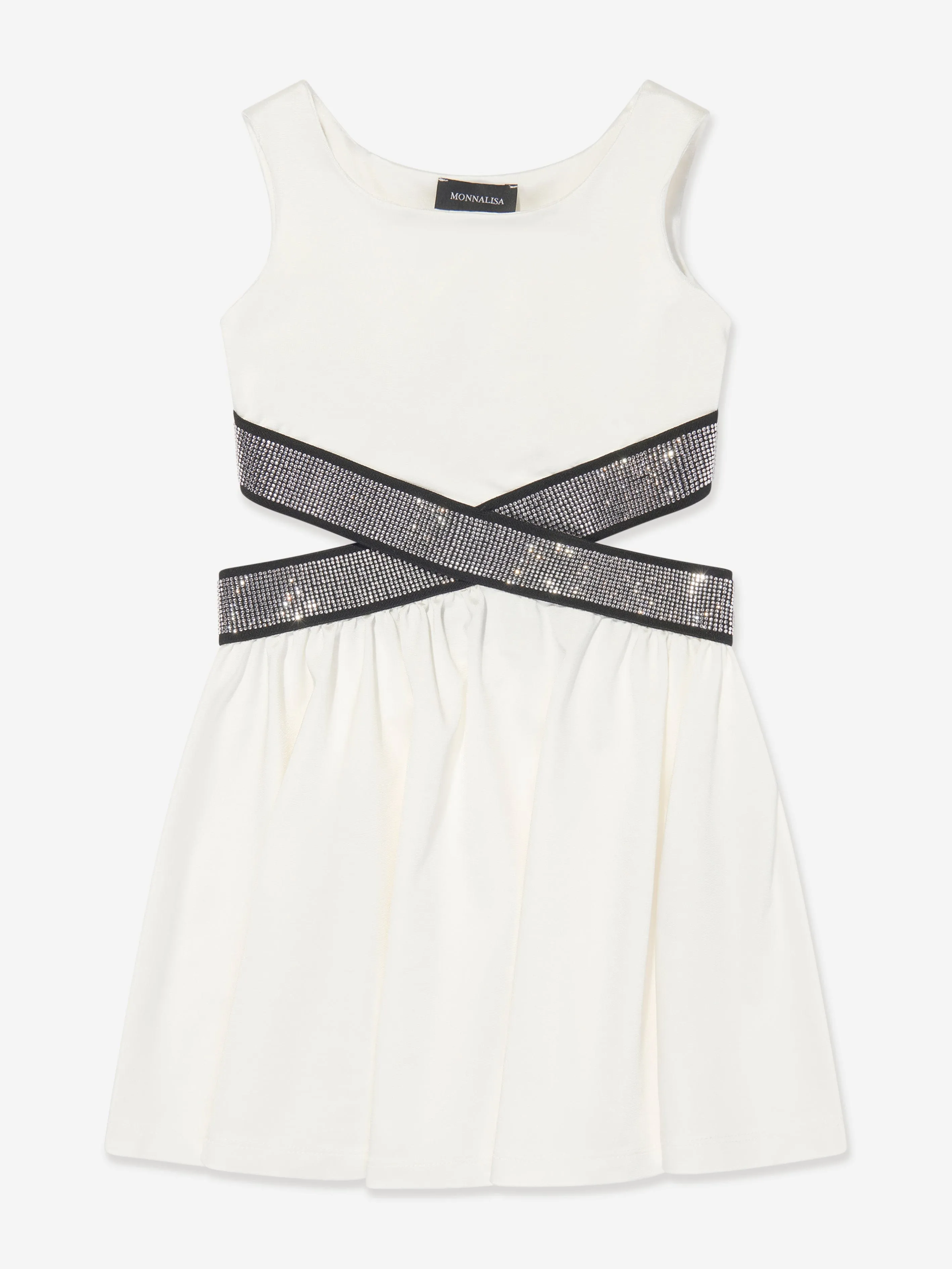 Monnalisa Girls Cut Out Punto Dress in White