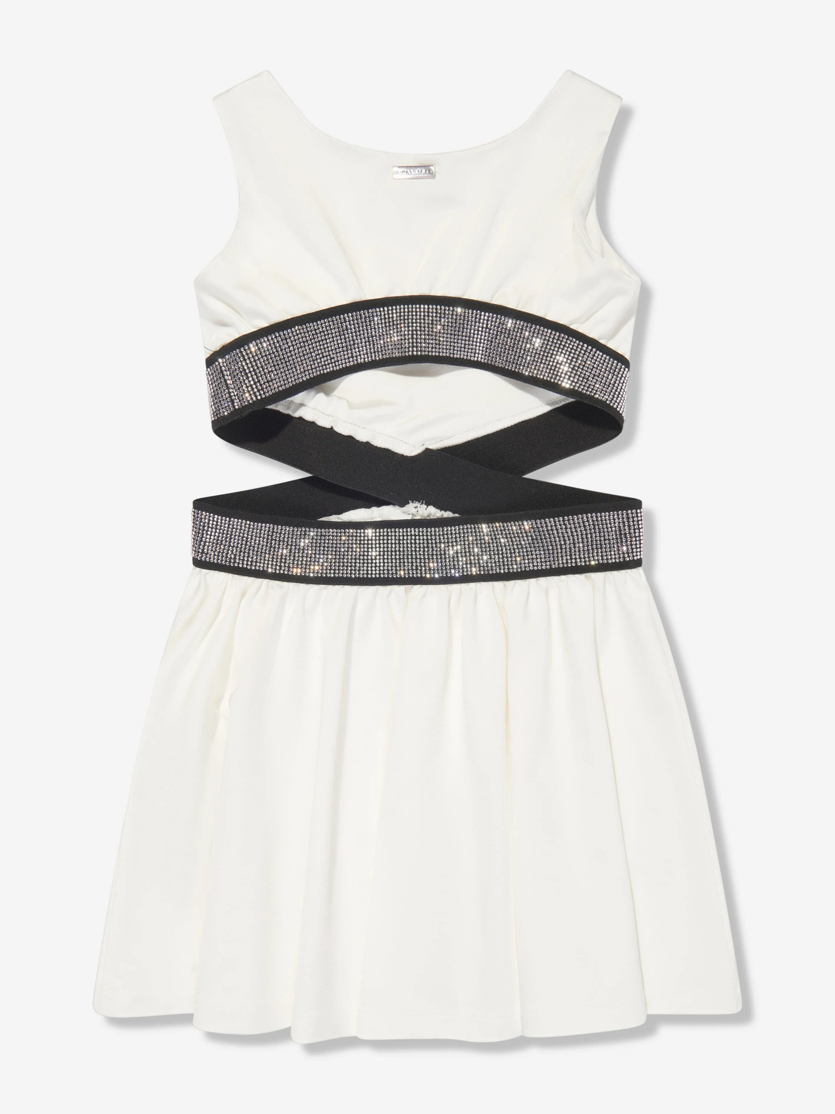 Monnalisa Girls Cut Out Punto Dress in White