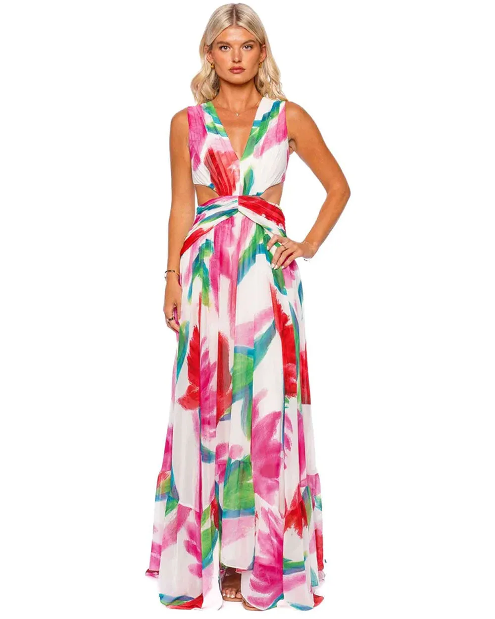 Multicolor Allegro Cut Out Maxi Dress