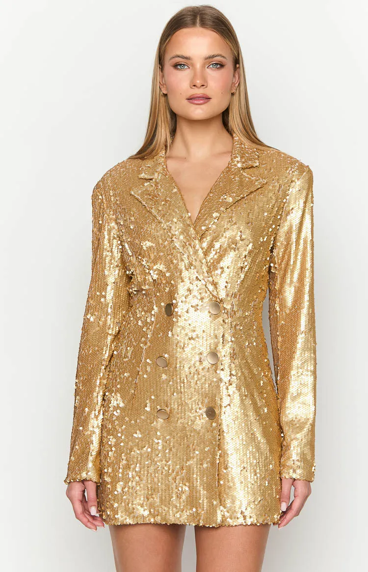 Natalie Gold Sequin Blazer Mini Dress