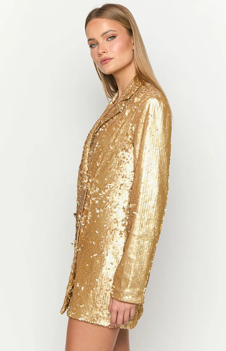 Natalie Gold Sequin Blazer Mini Dress