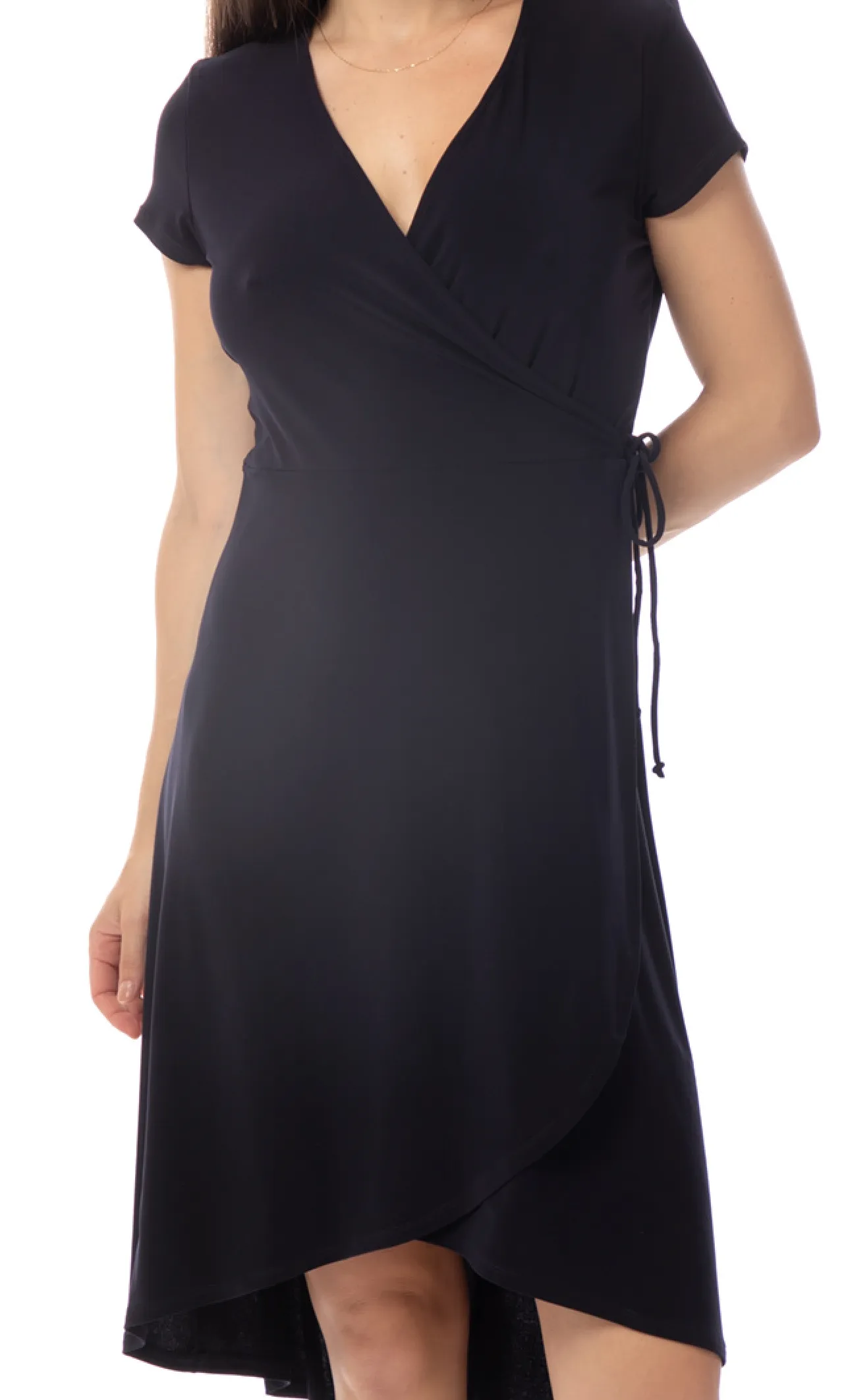 Navy Faux Wrap Dress