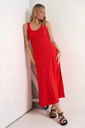 Nerve Flame Sleeveless Scoop Neck Bias Maxi Dress