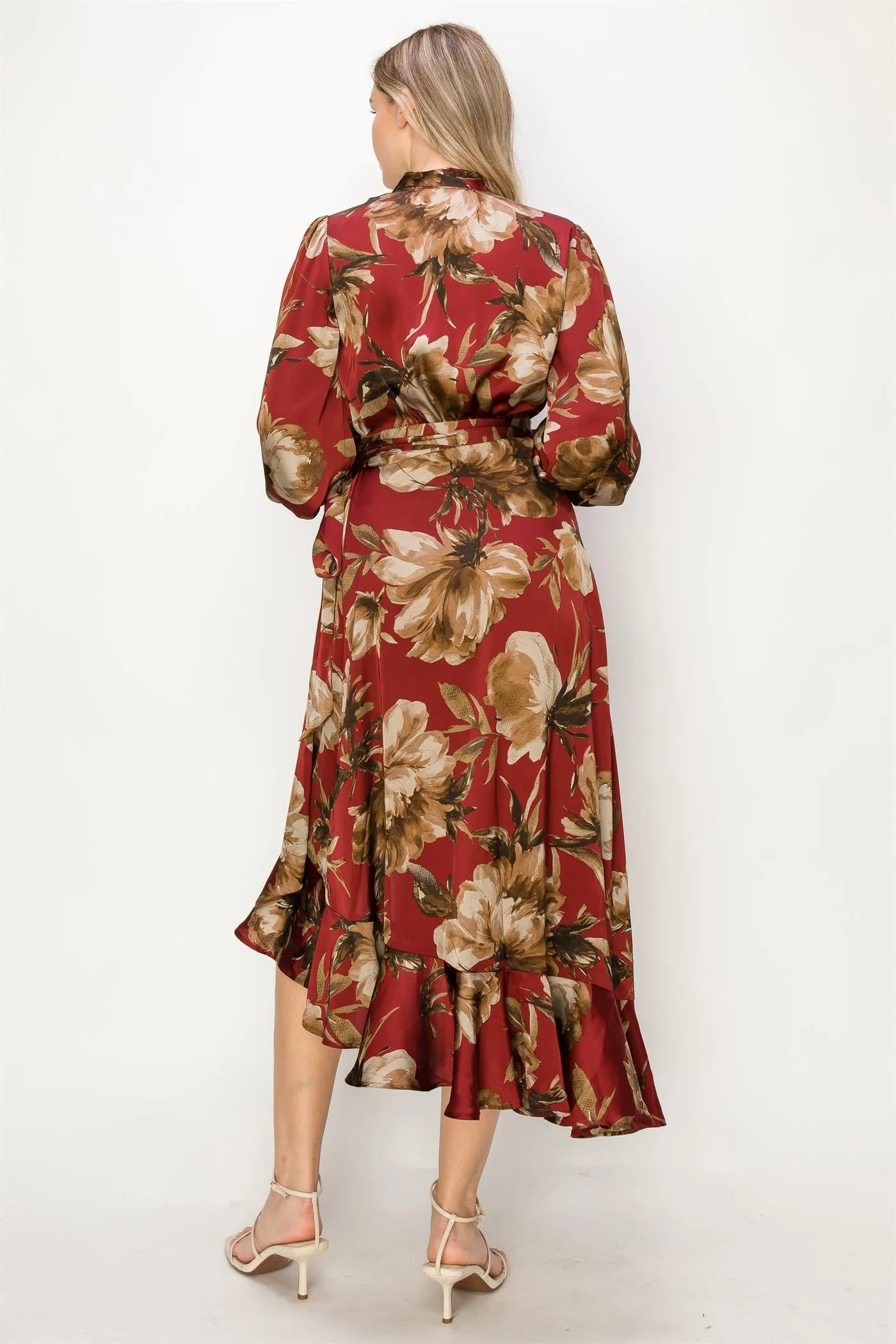 OL24A087-FLORAL WRAP UNBALANCED MAXI DRESS