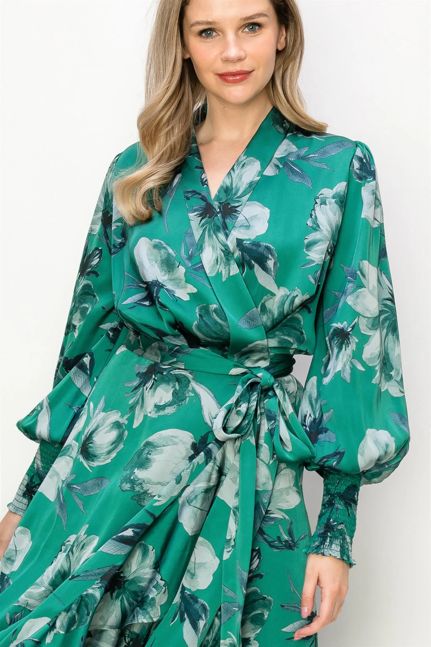 OL24A087-FLORAL WRAP UNBALANCED MAXI DRESS