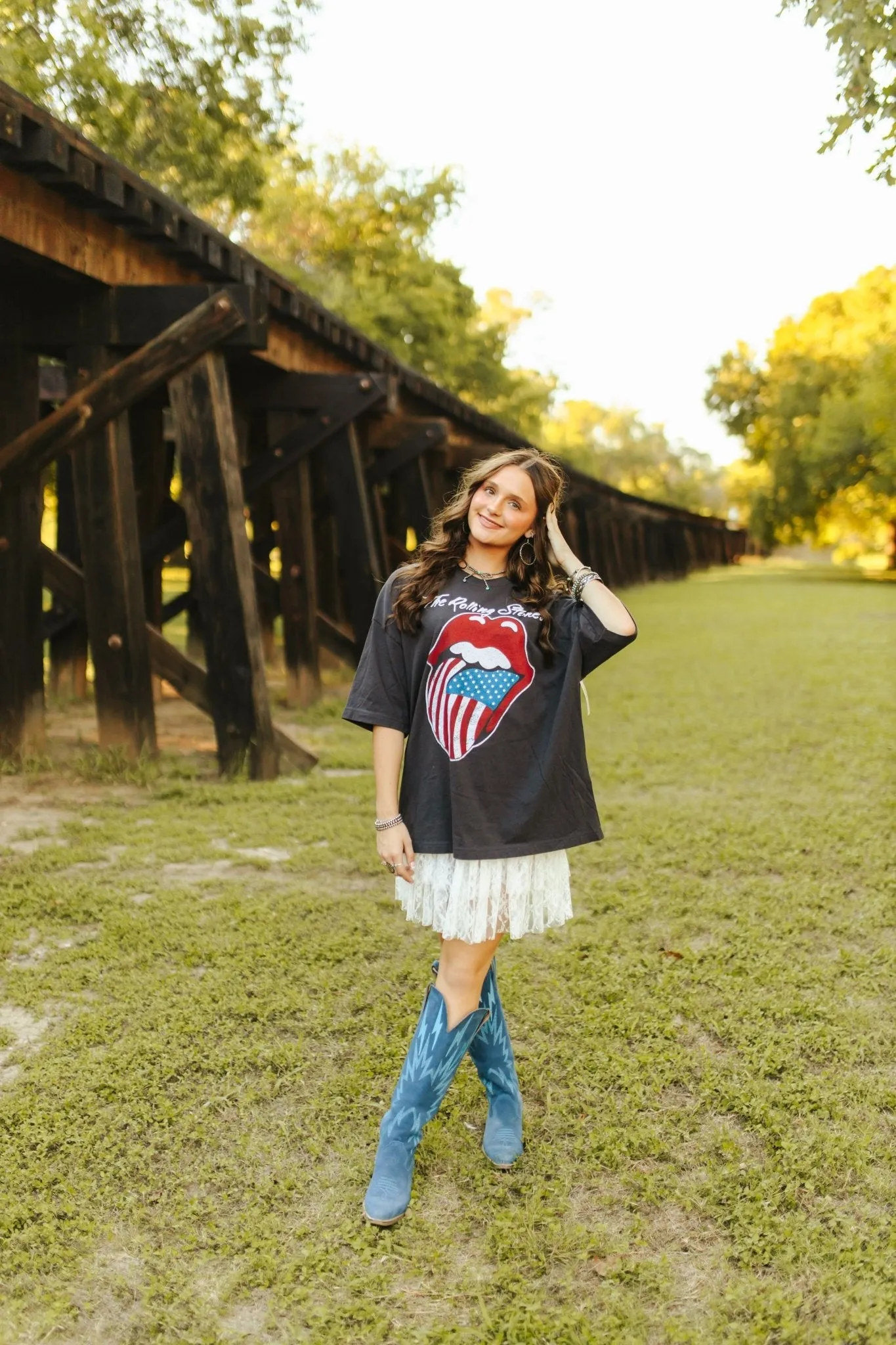 Oversized Rolling Stones Flag Lick Tee