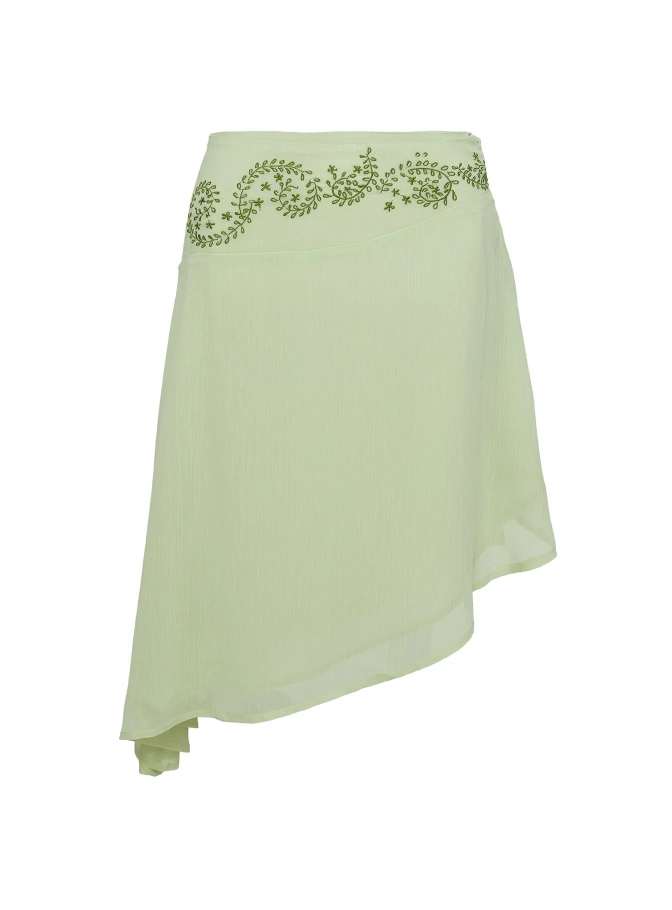 Pappilion Asymmetrical Midi Skirt Sage Petite