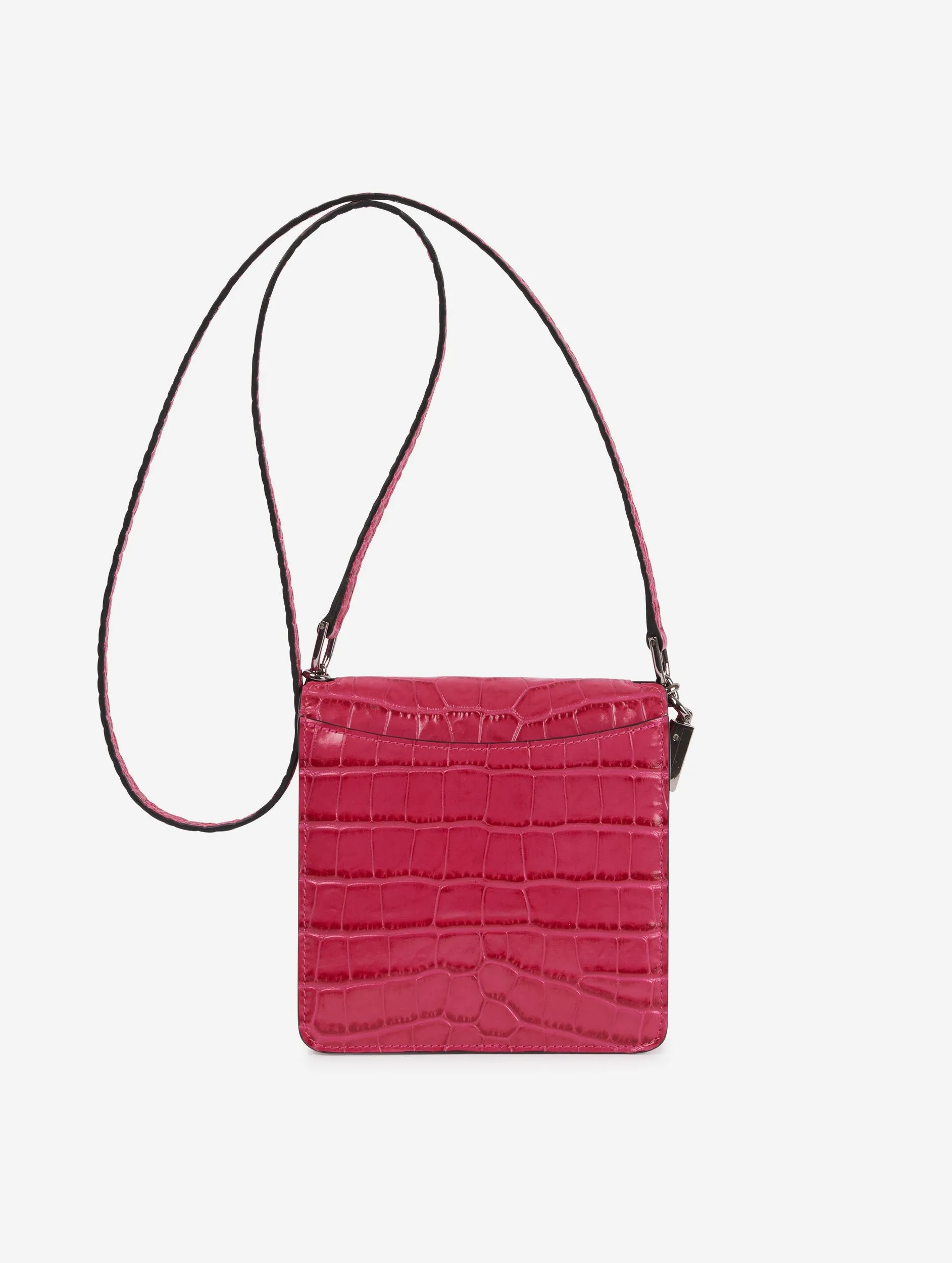 Petit sac "Love Me" en cuir gaufré fuchsia