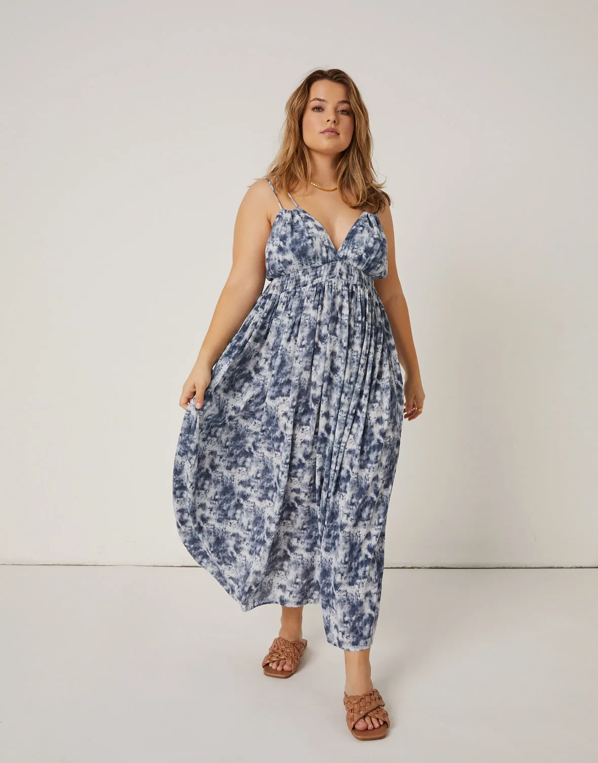 Plus Size Crepe Tie Dye Maxi Dress