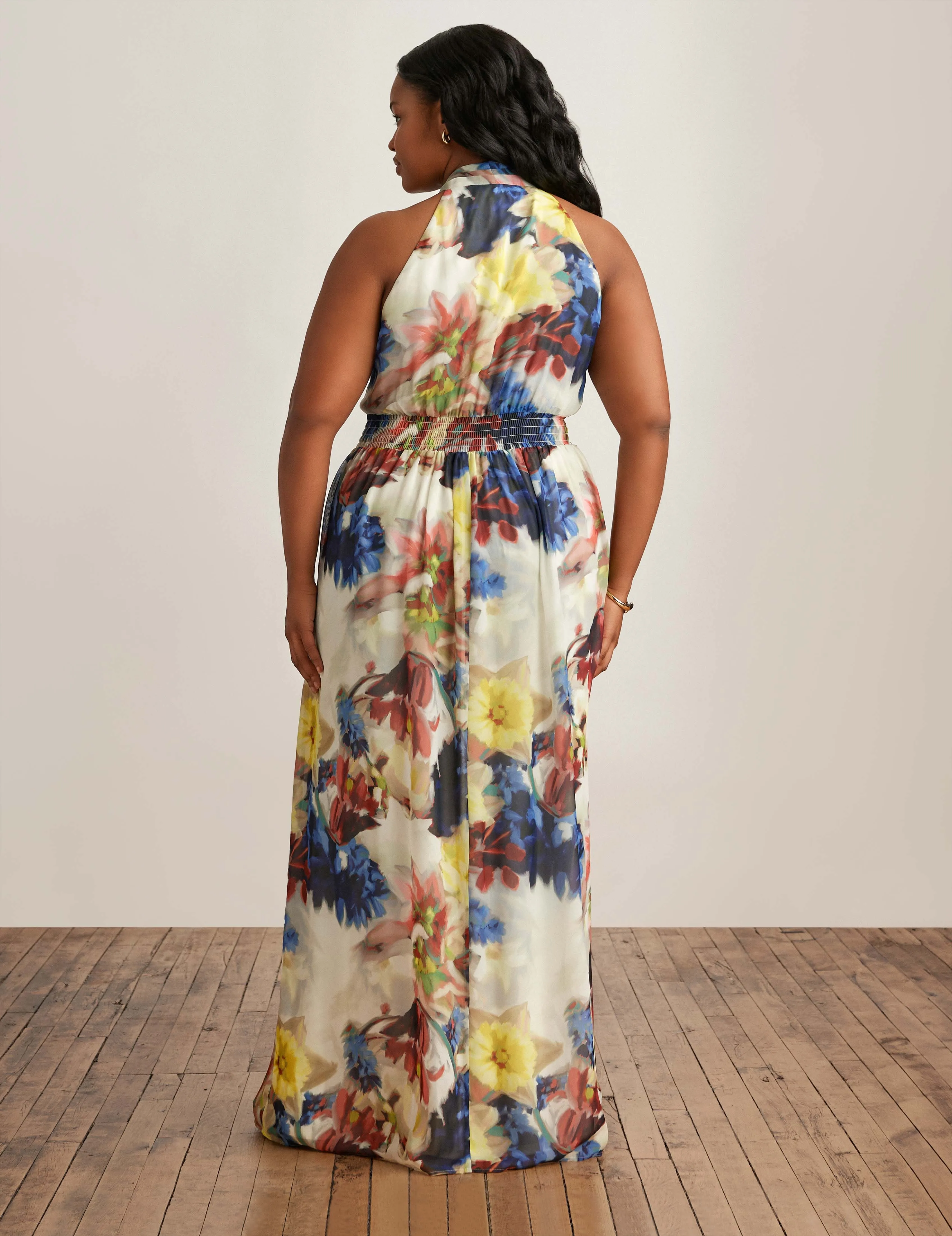 Plus Size Halter Neck Bow Maxi