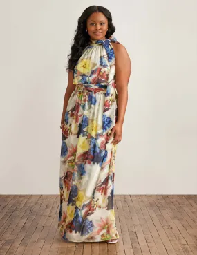 Plus Size Halter Neck Bow Maxi