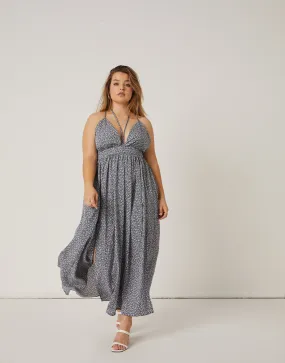 Plus Size Springtime Double Slit Maxi Dress