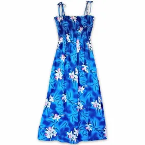 Poipu Blue Maxi Hawaiian Dress