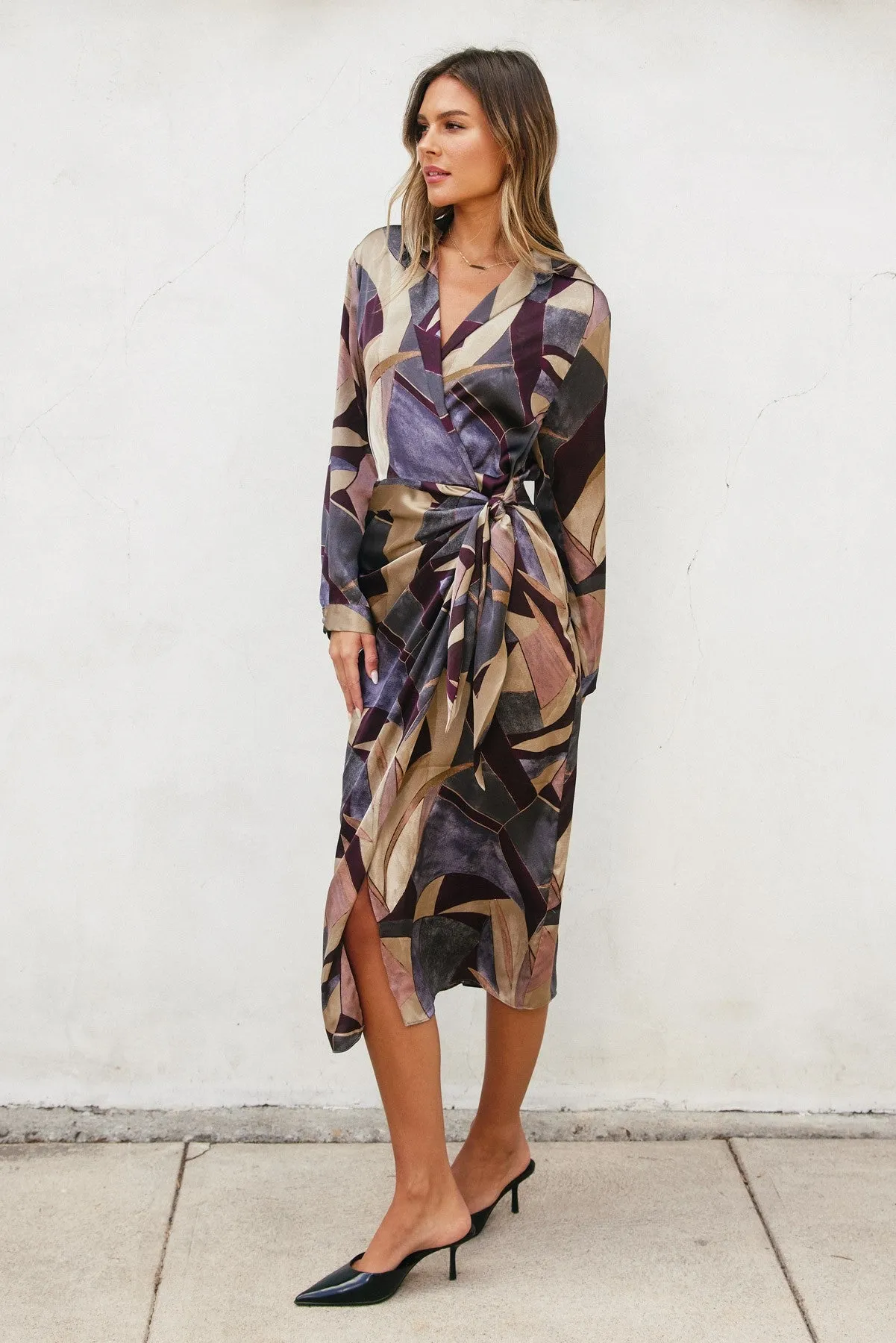 Printed Midi Wrap Dress