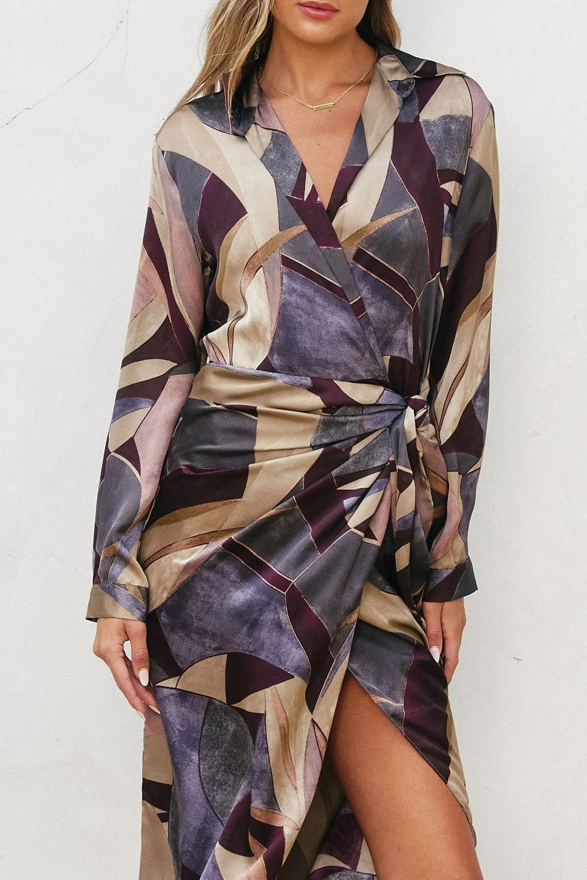 Printed Midi Wrap Dress