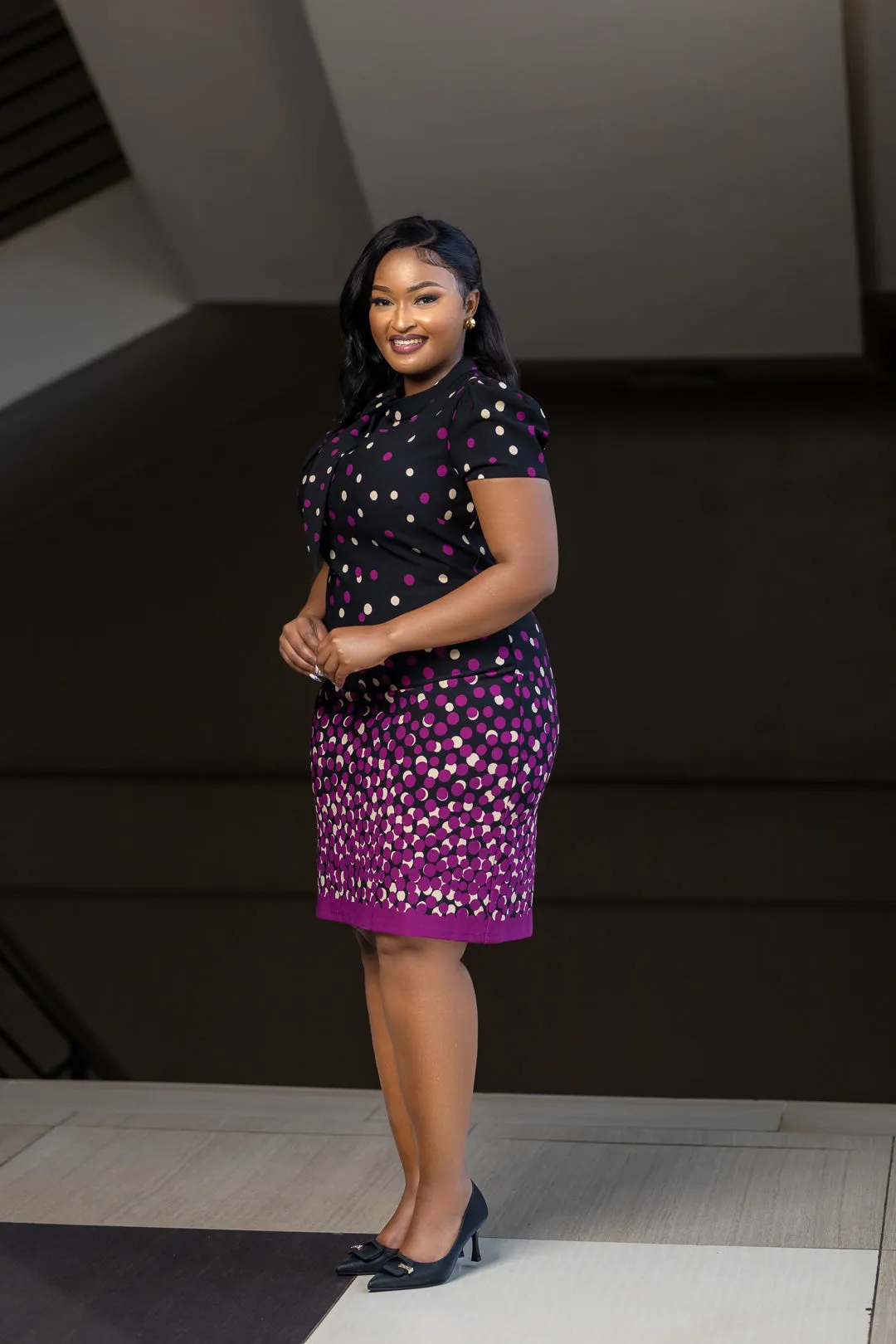 Purple polka necktie dress