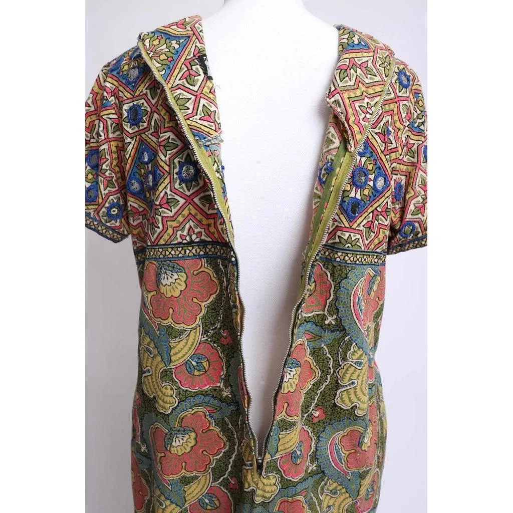 RAMONA RULL 1960's Multicolored Batik Maxi Dress | Size L/XL