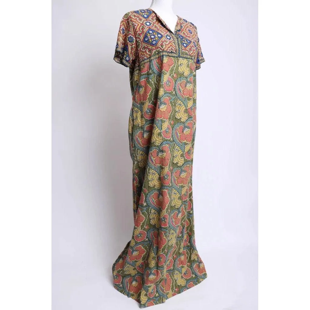 RAMONA RULL 1960's Multicolored Batik Maxi Dress | Size L/XL