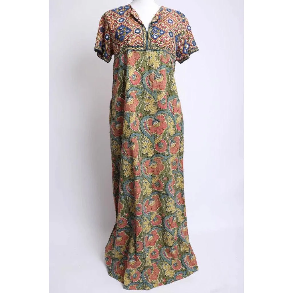 RAMONA RULL 1960's Multicolored Batik Maxi Dress | Size L/XL