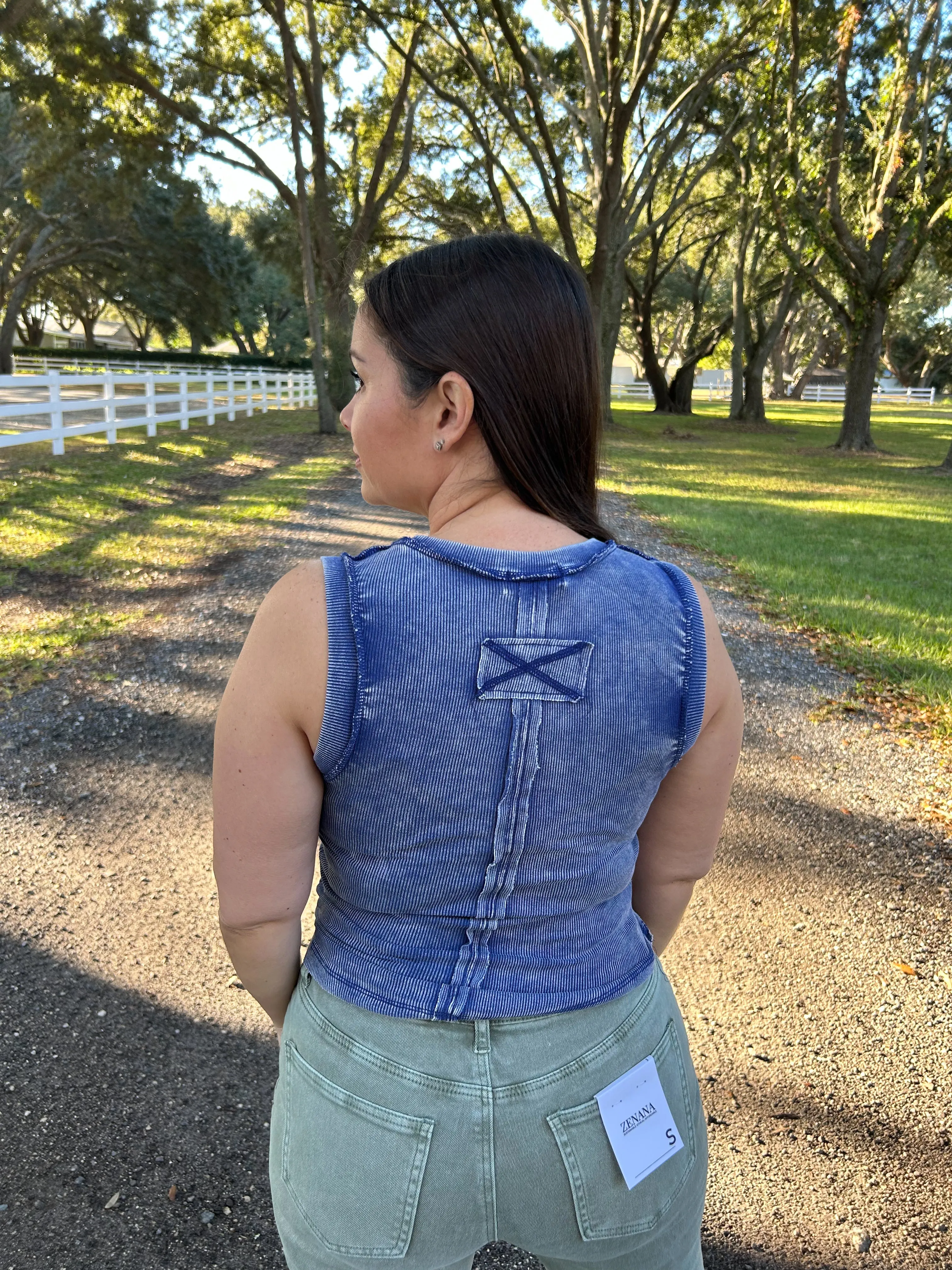 Reese Ribbed Tank - Navy