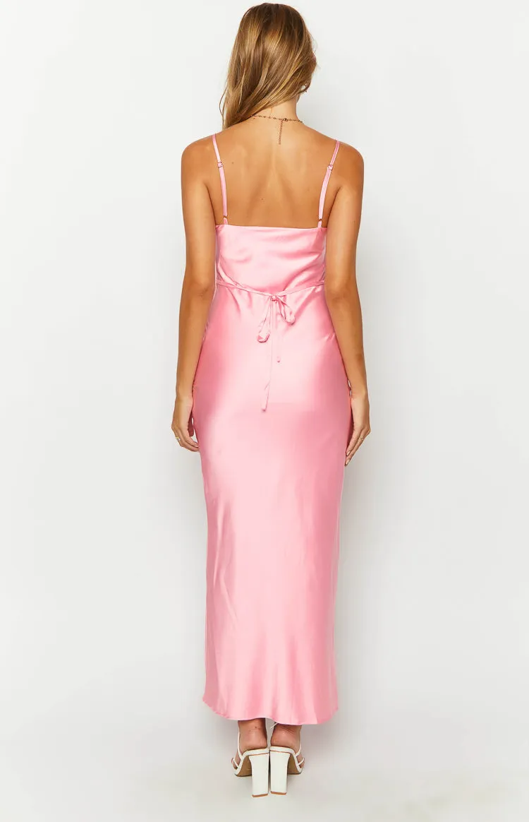 Renesmee Pink Satin Maxi Dress