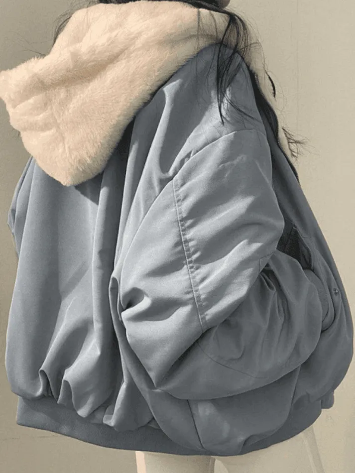 Reversible Oversize Fleece Hooded Jacket