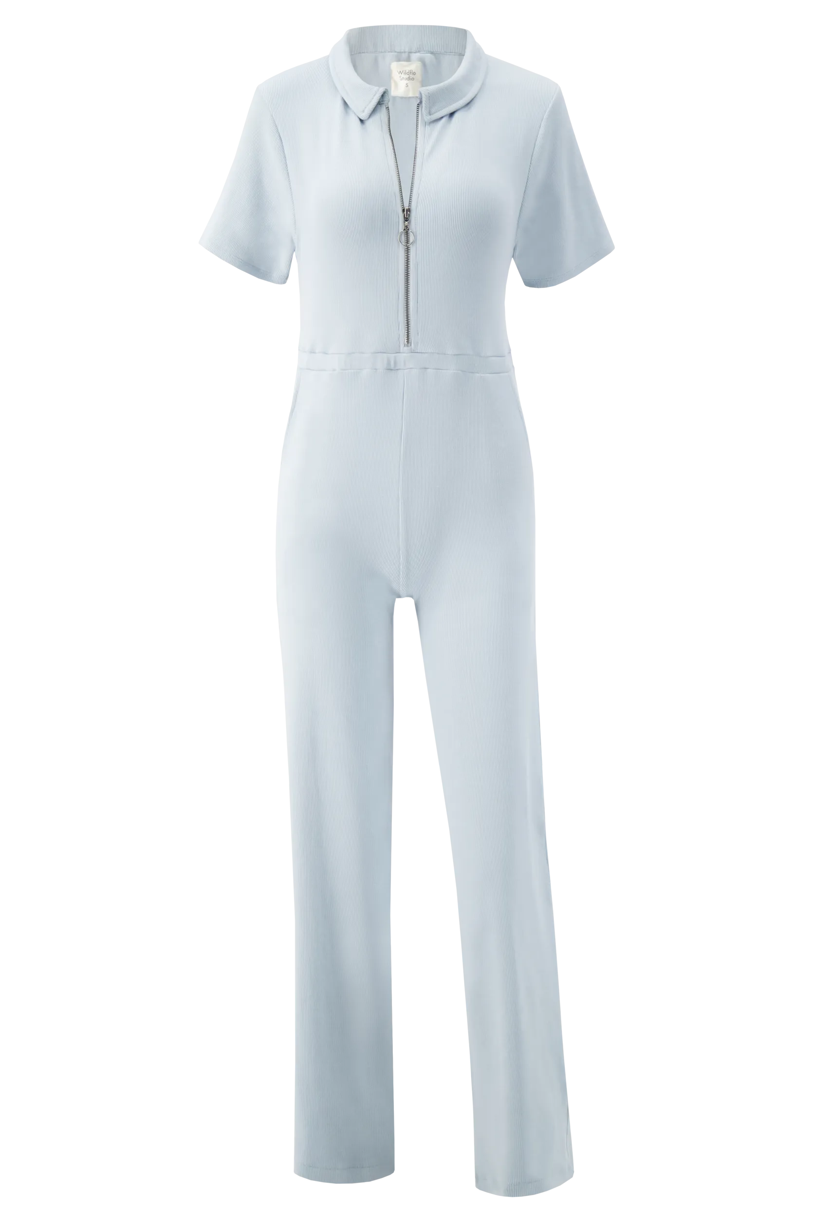 Ribbed Polo Jumpsuit Silver