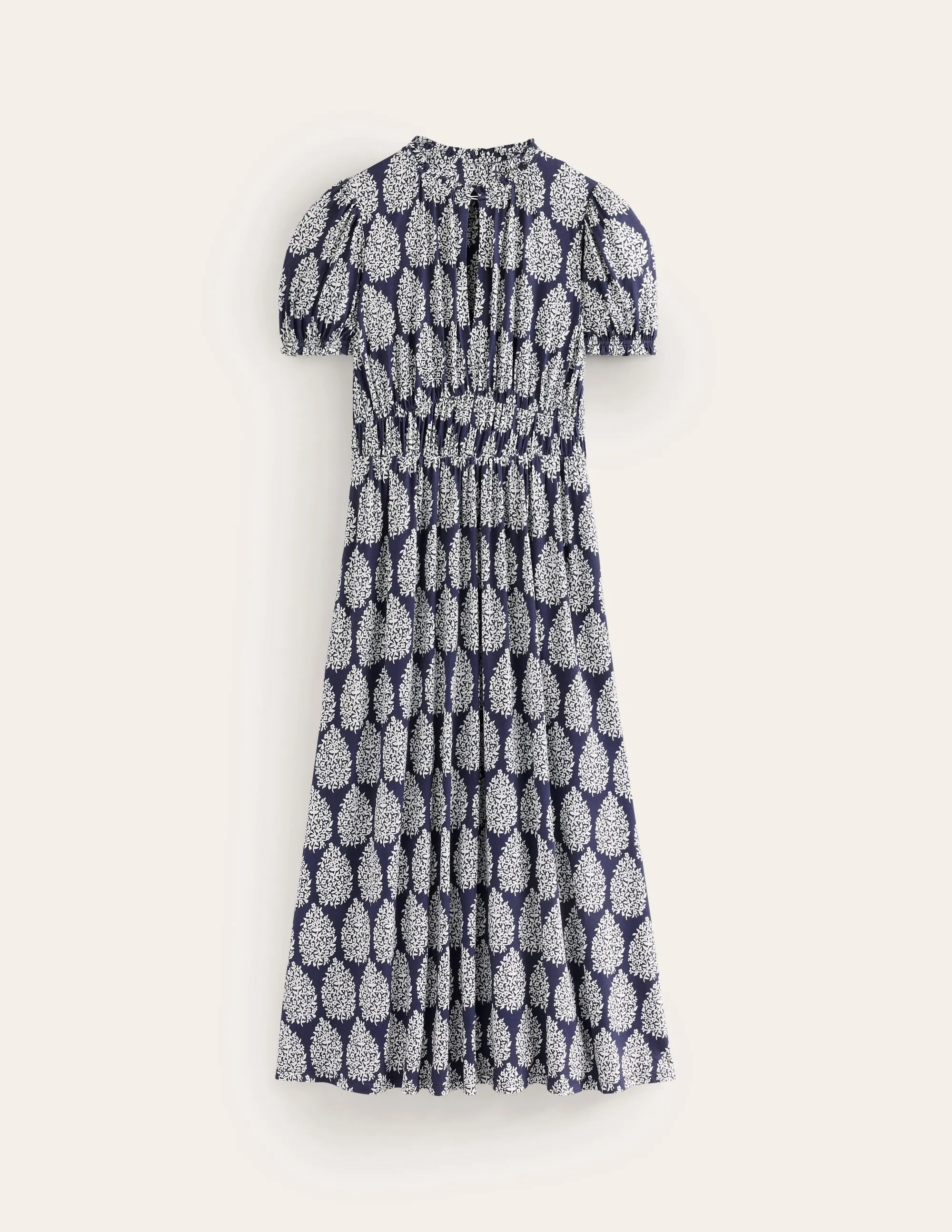 Rosanna Jersey Midi Tea Dress-French Navy, Floret Paisley