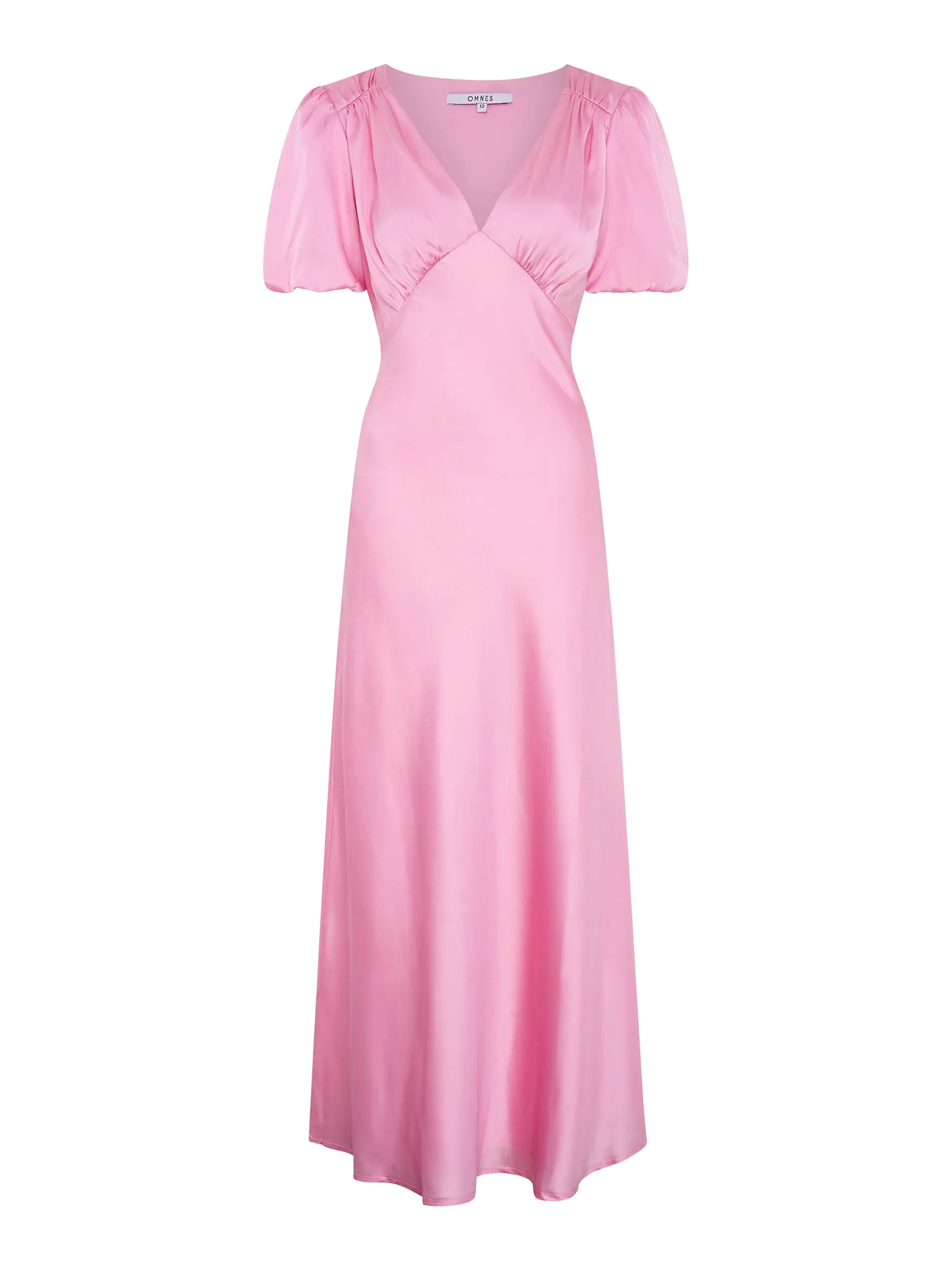 Rosie Ruched Puff Sleeve Dress in Pink