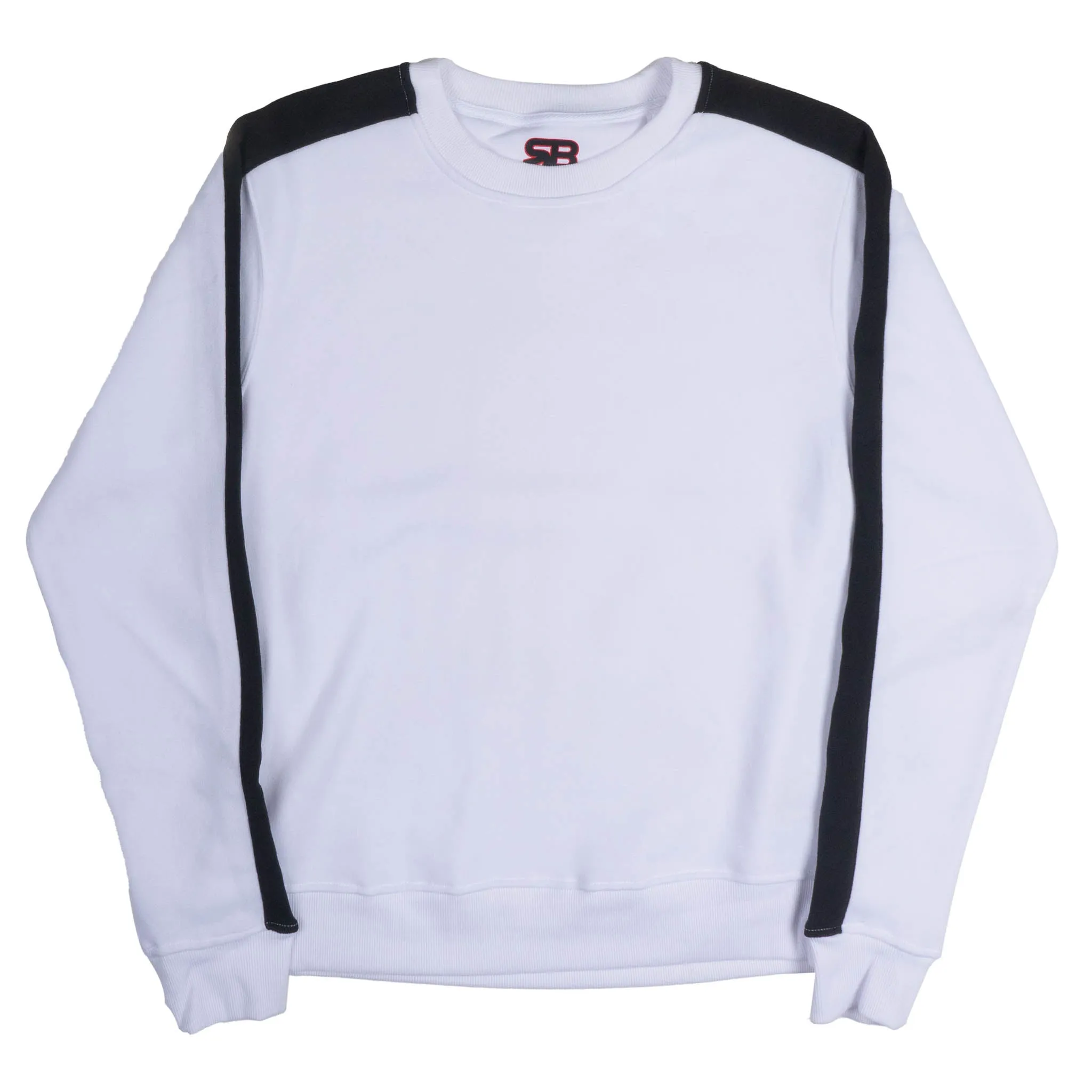 ROYAL BLUE SINGLE STRIPE FLEECE CREWNECK PULL OVER WHITE/BLACK - 4513