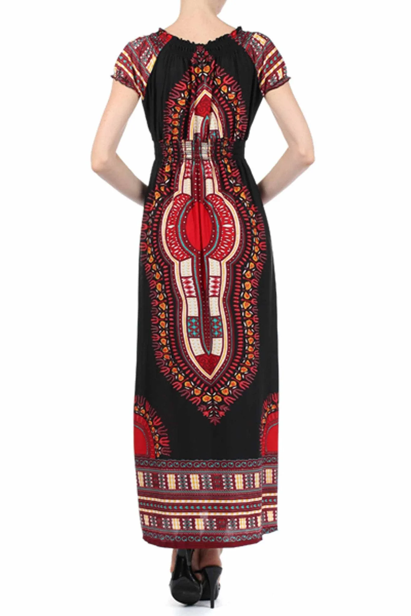 Sakkas Tribal Summer Smocked Empire Waist Maxi Dress