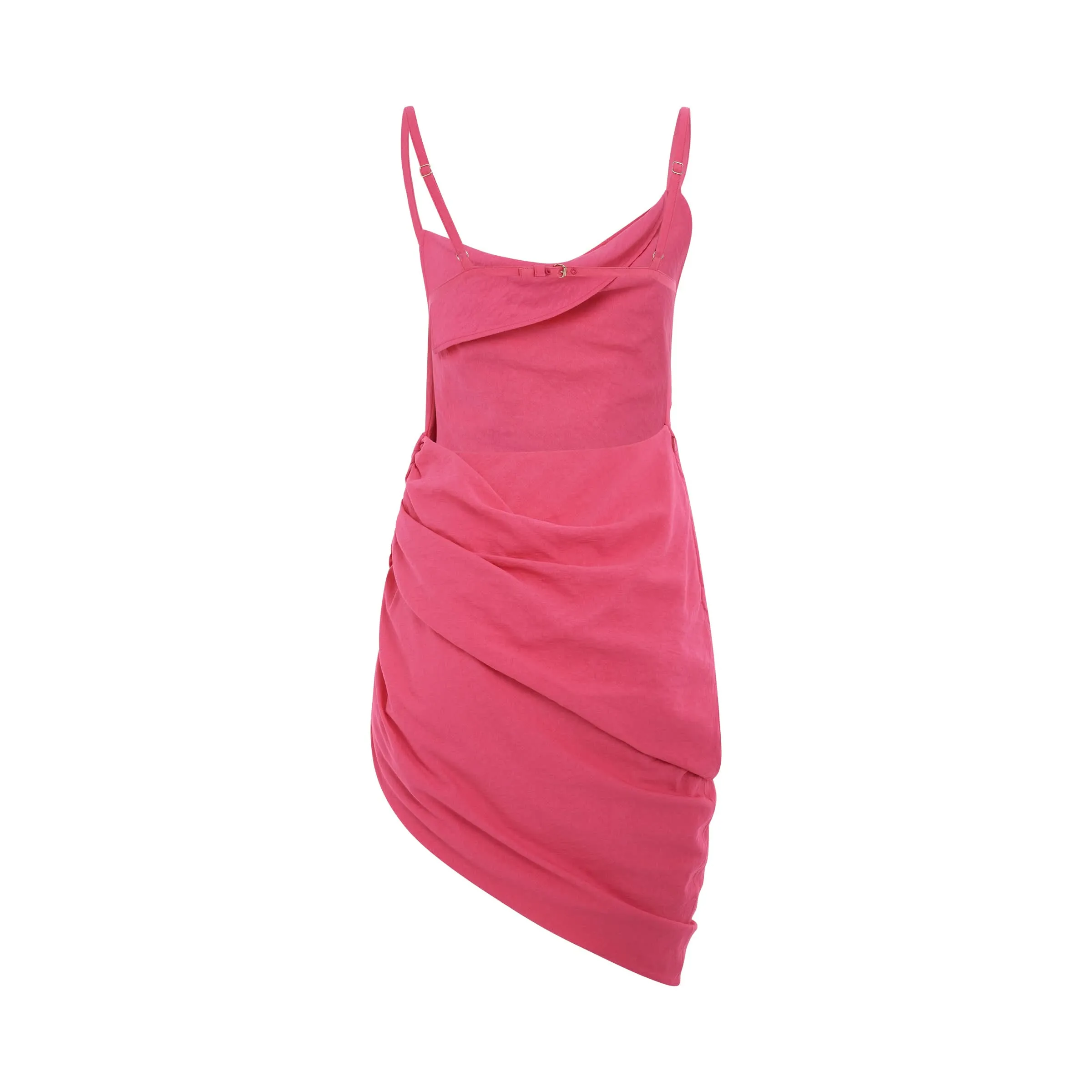 Saudade Asymmetric Draped mini Dress in Pink