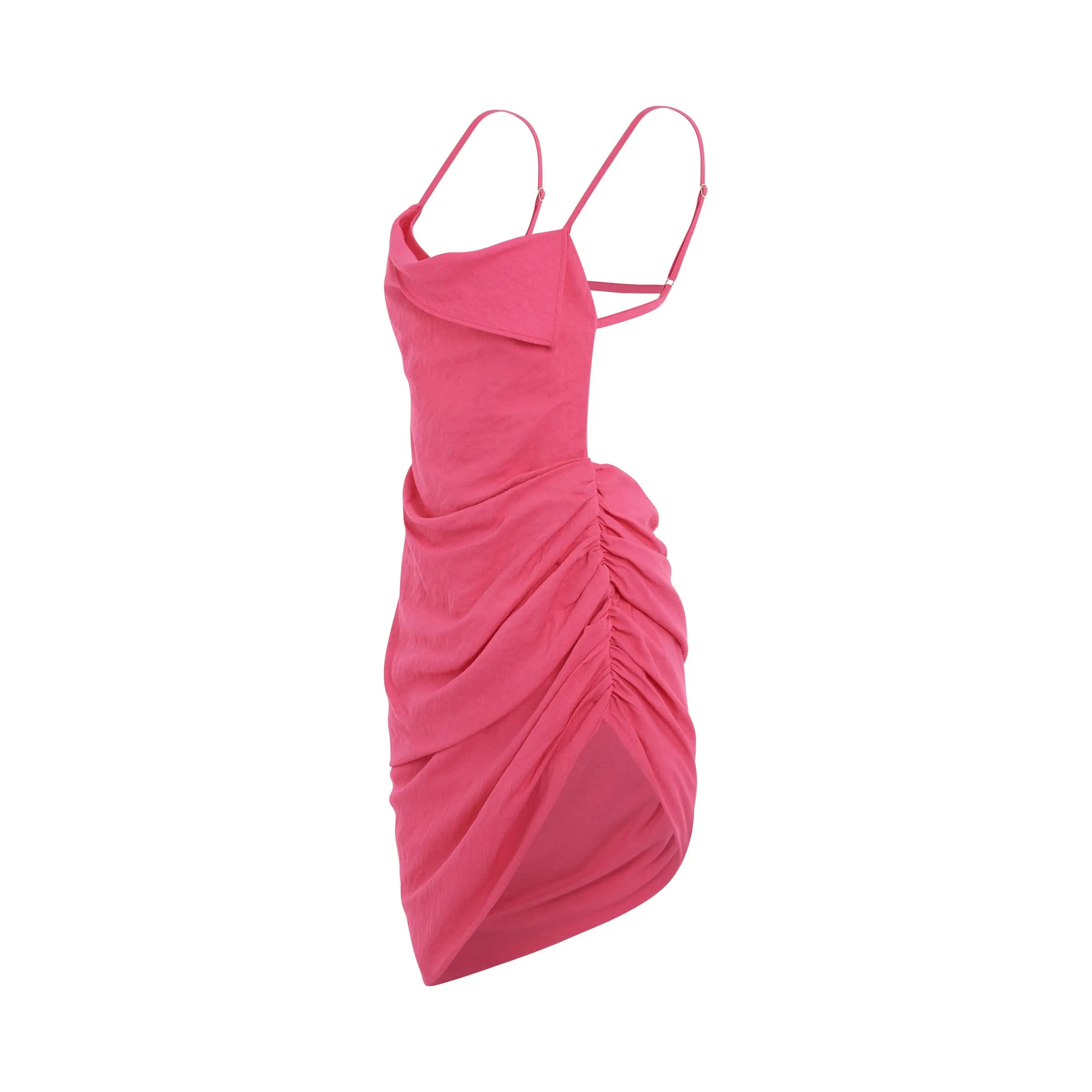 Saudade Asymmetric Draped mini Dress in Pink