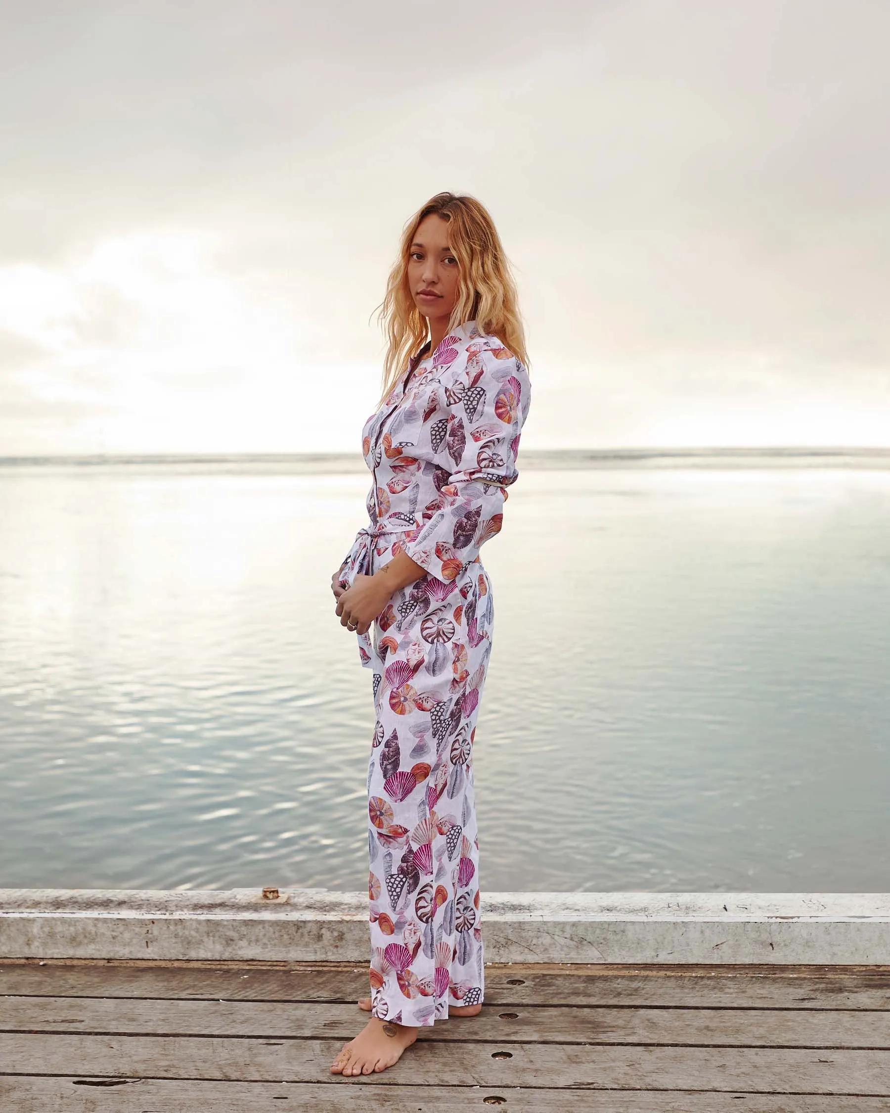 Seashore Linen Long Sleeve Jumpsuit