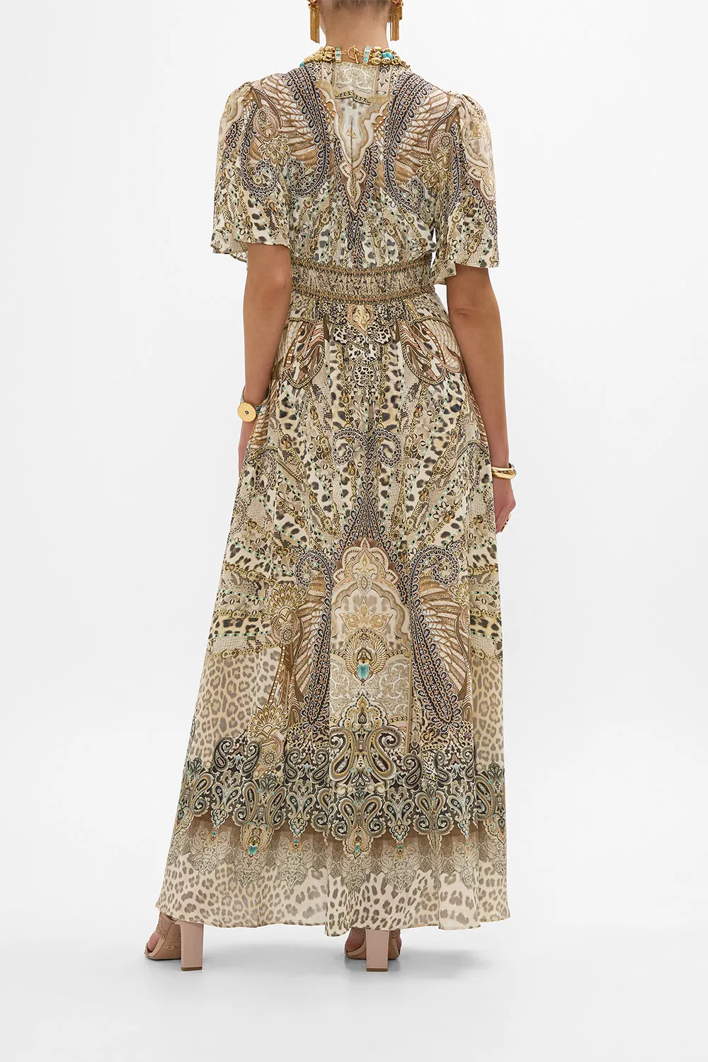 SHAPED WAISTBAND DRESS WITH FLUTTER SLEEVES THE THRONE ROOM