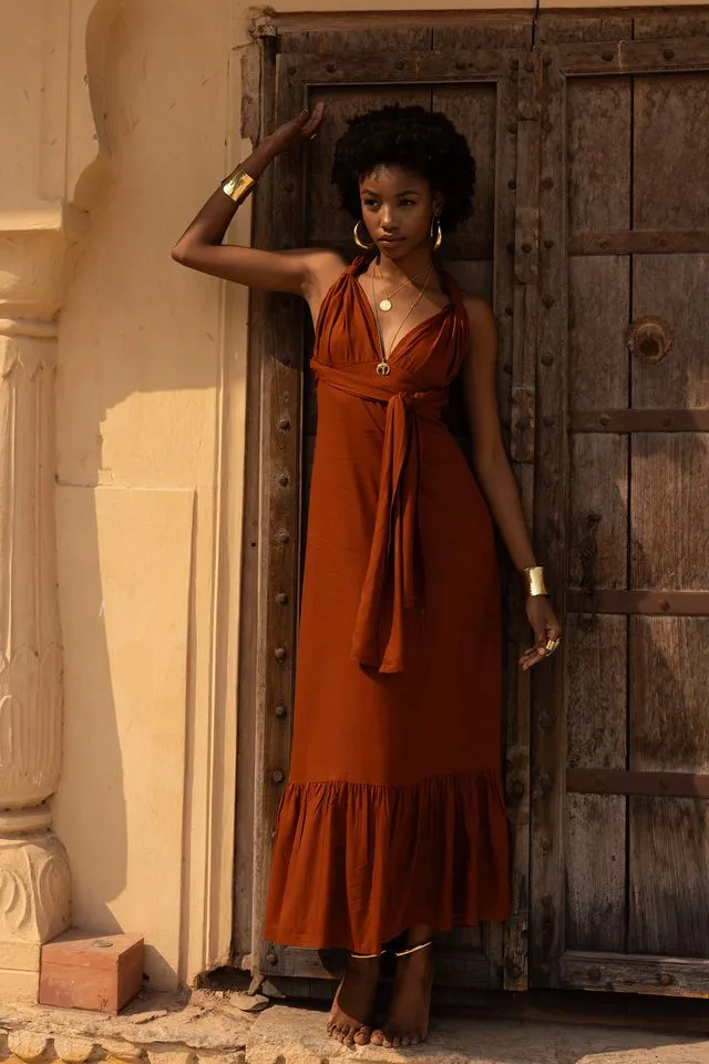 Sissy Maxi Dress - Rust Orange