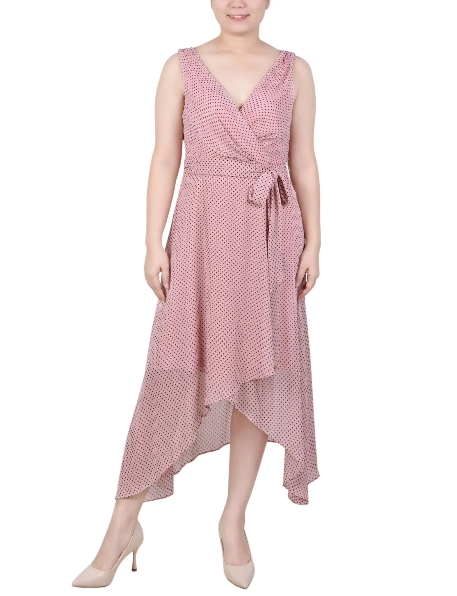 Sleeveless Wrap Chiffon Dress - Petite