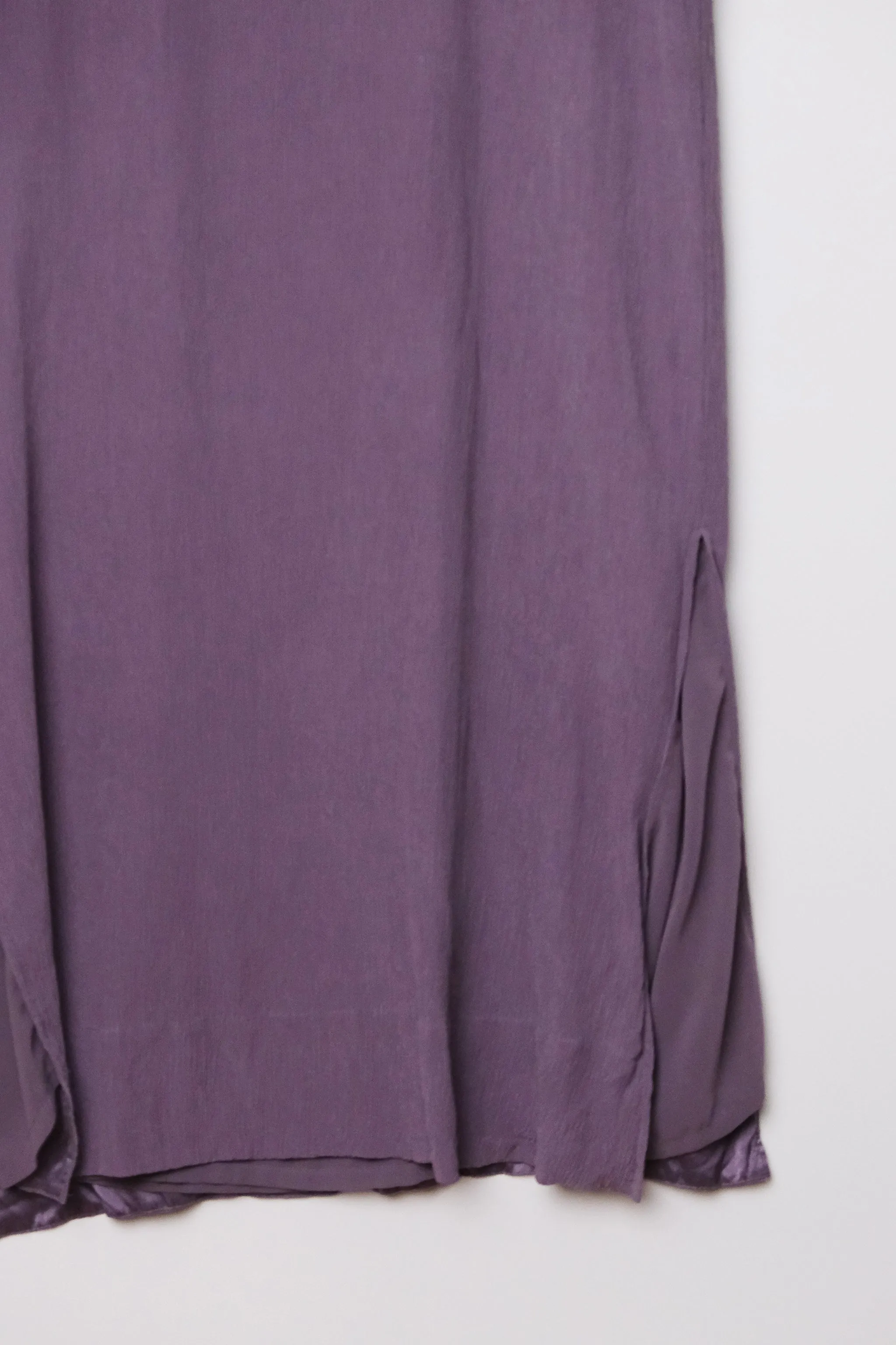 Slinky Silk Purple Mauve Maxi Tank Dress US 10, Plisse Crepe 90s