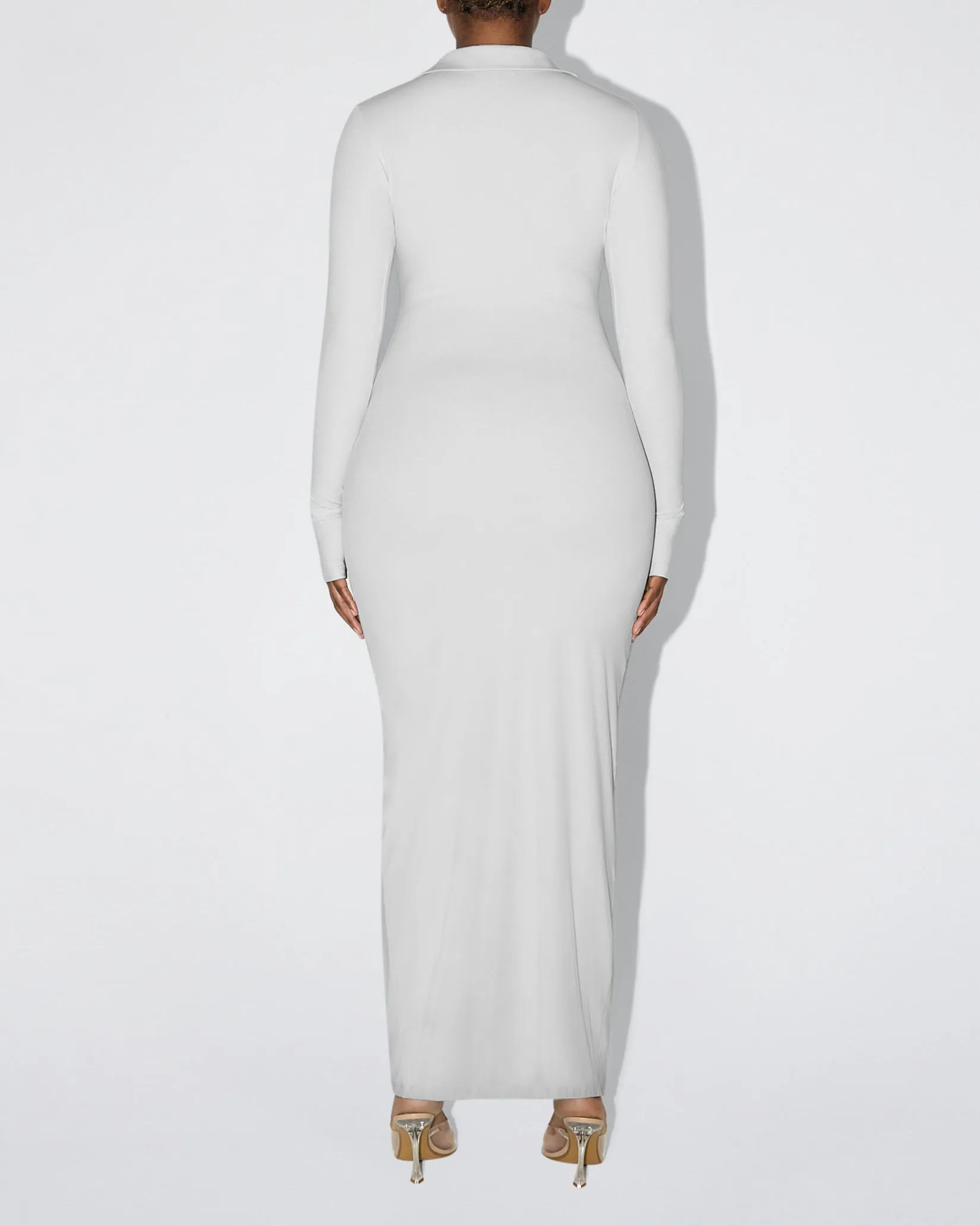 Smooth Stretch Ruched Maxi Dress | Light Grey