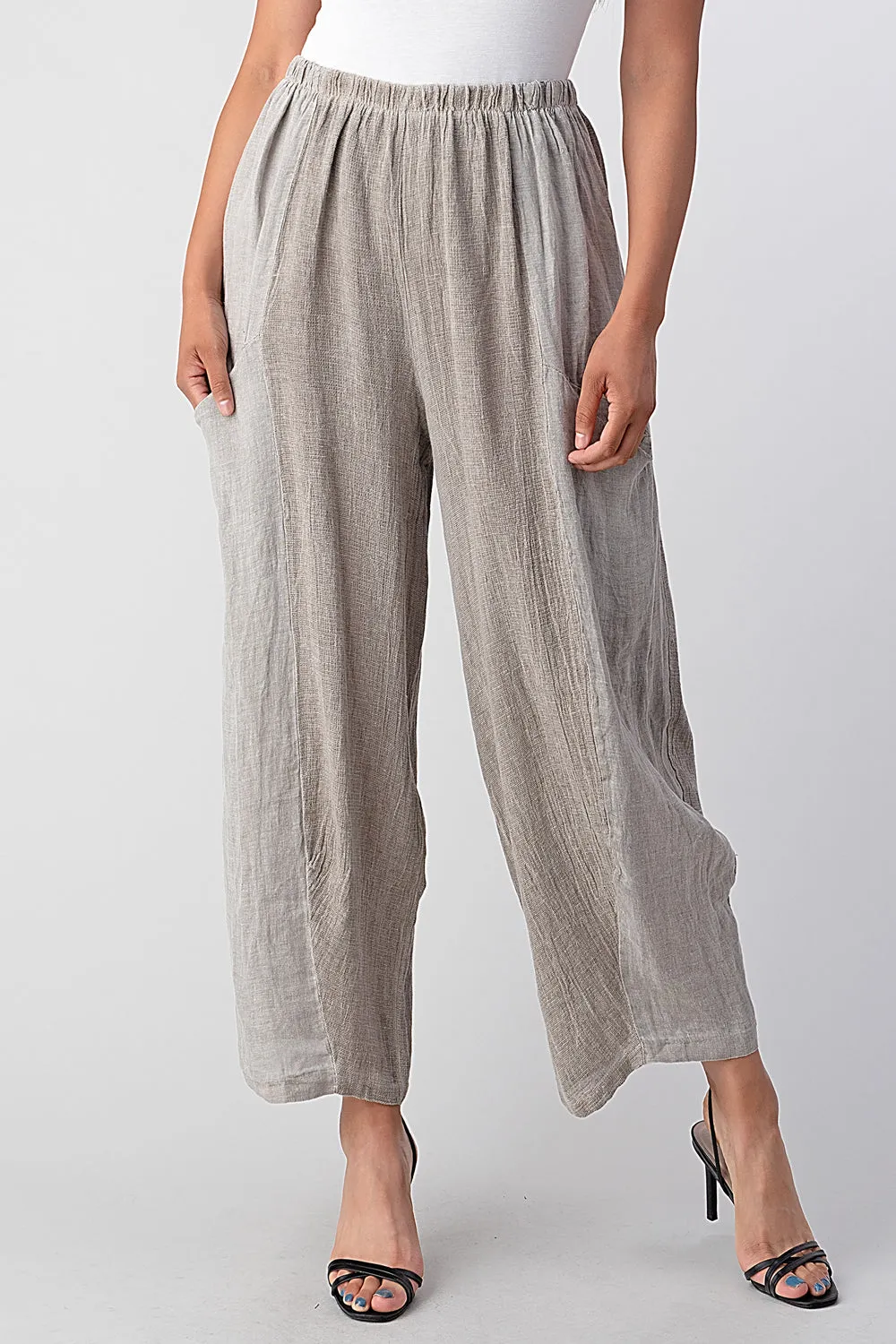 Straight Cotton Linen Pants With Pockets