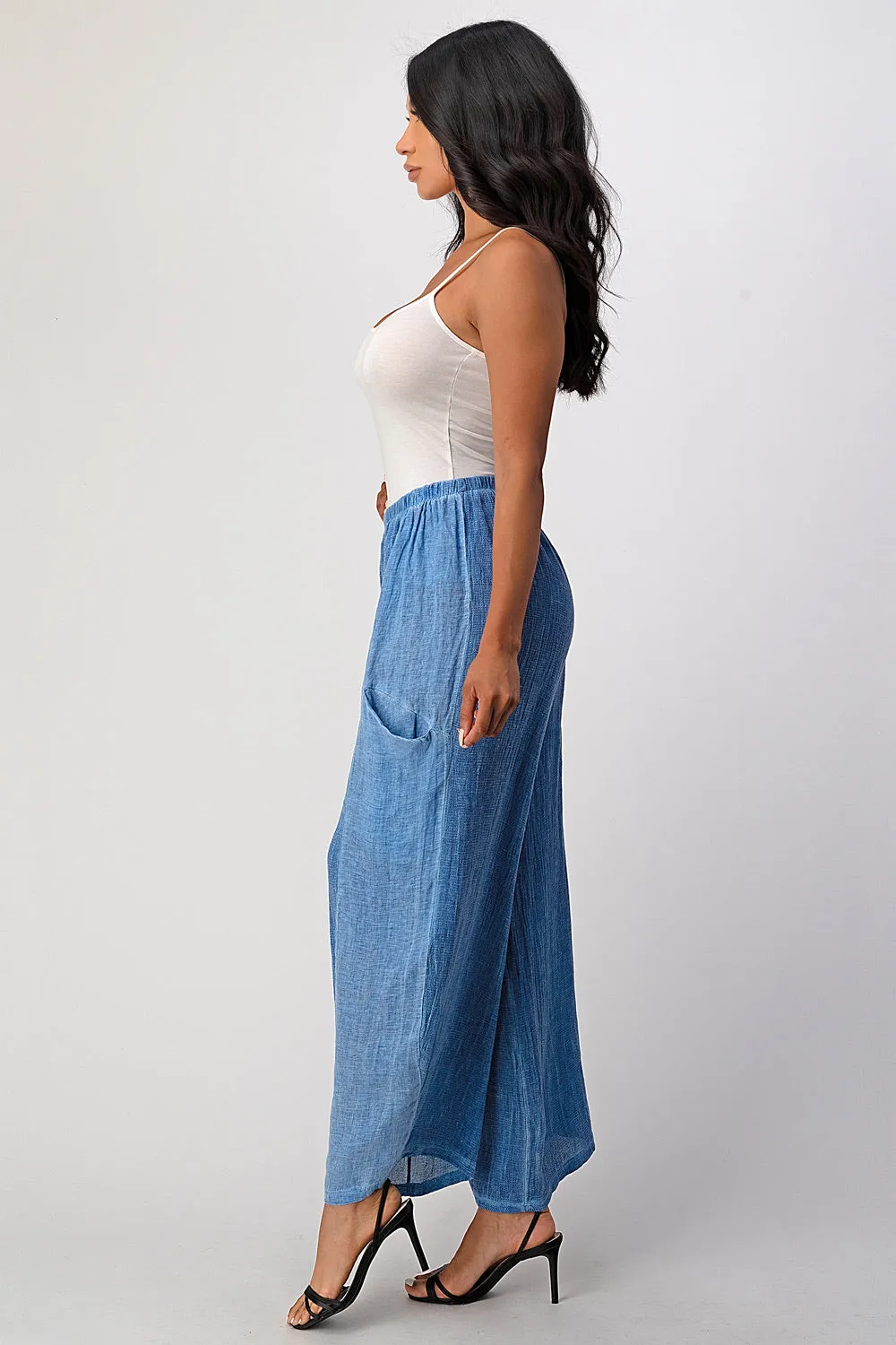 Straight Cotton Linen Pants With Pockets