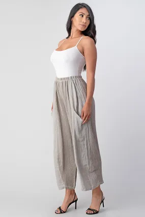 Straight Cotton Linen Pants With Pockets