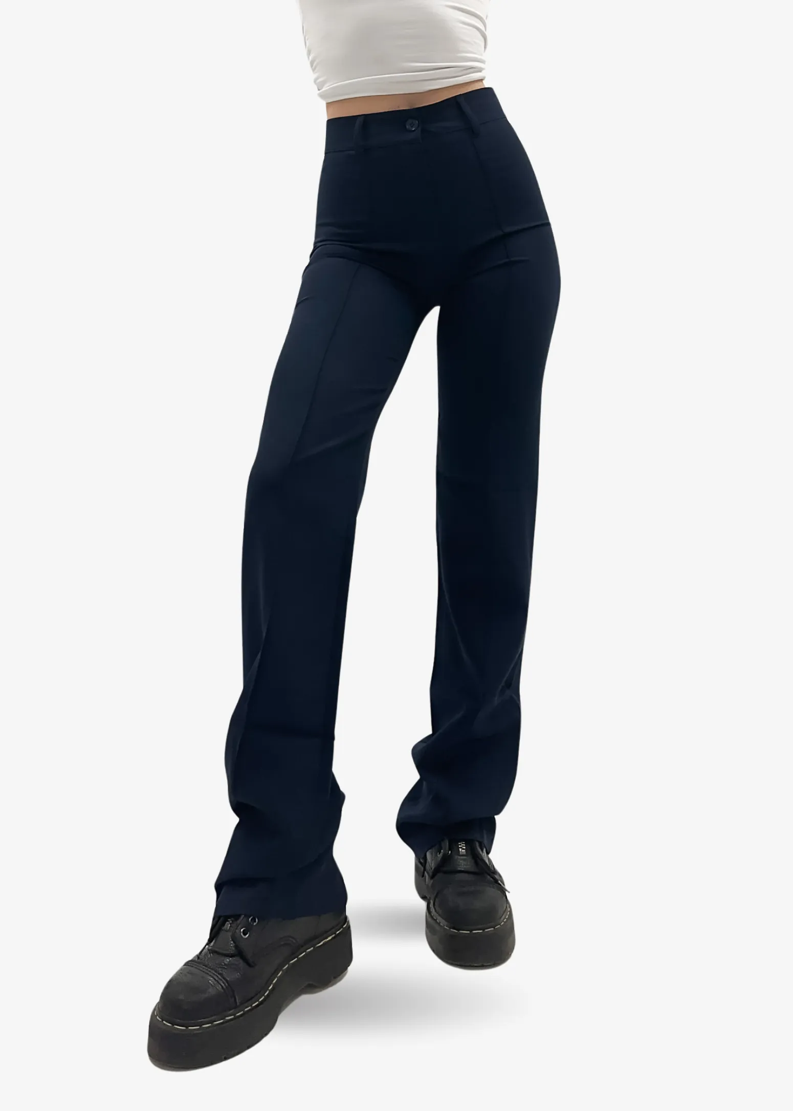 Straight leg pants met pressfold night blue (REGULAR)