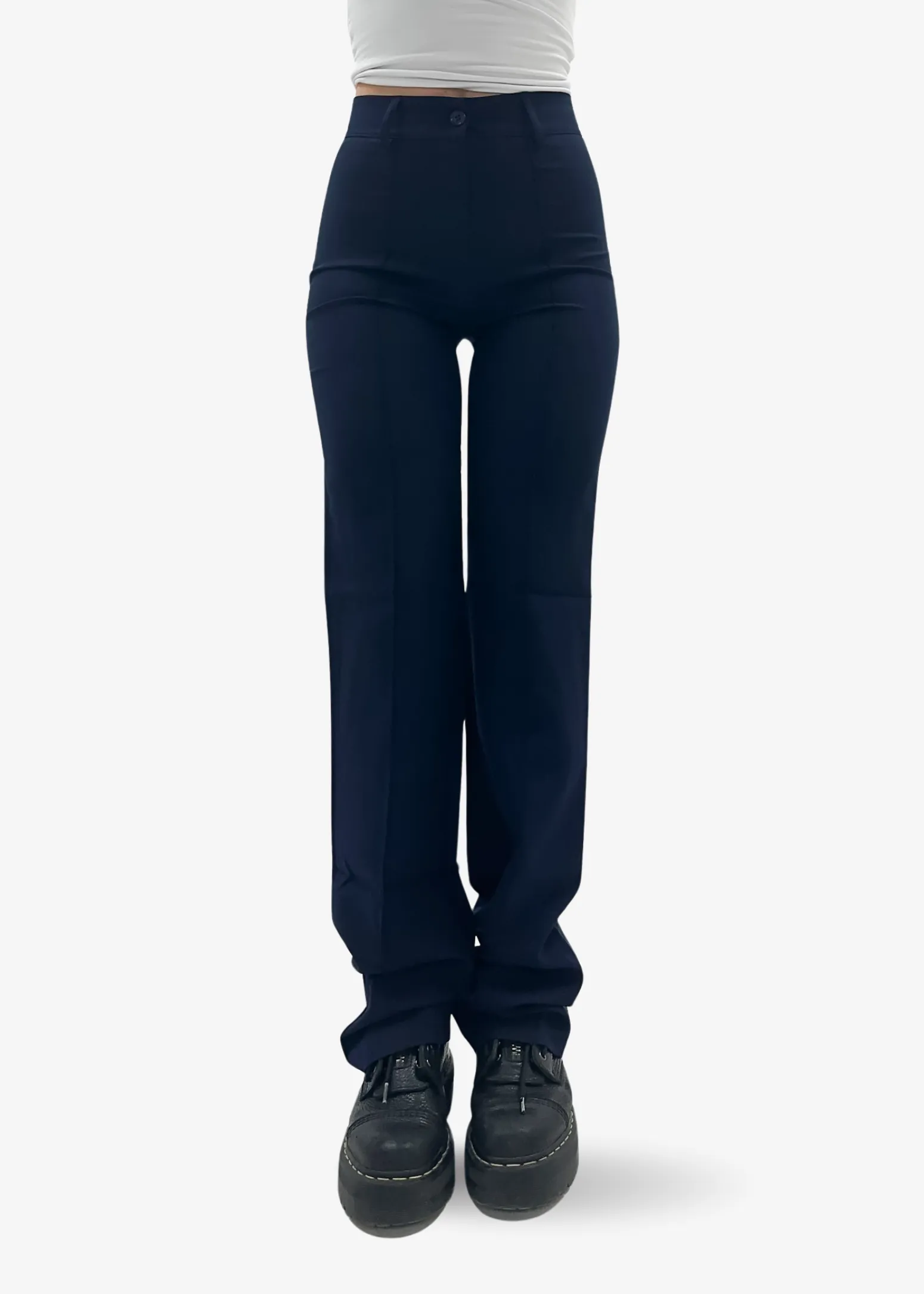 Straight leg pants met pressfold night blue (REGULAR)