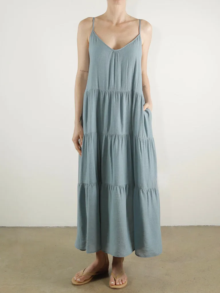 Sunny Maxi Dress in Viscose Gauze - Sea *Final Sale*