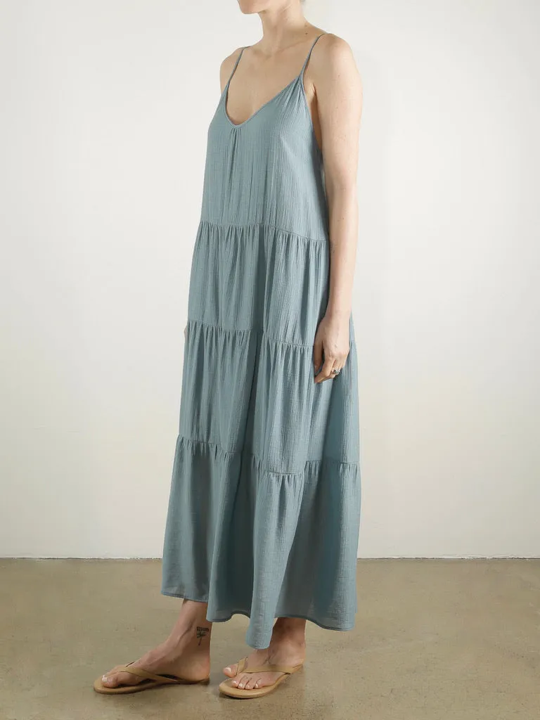 Sunny Maxi Dress in Viscose Gauze - Sea *Final Sale*