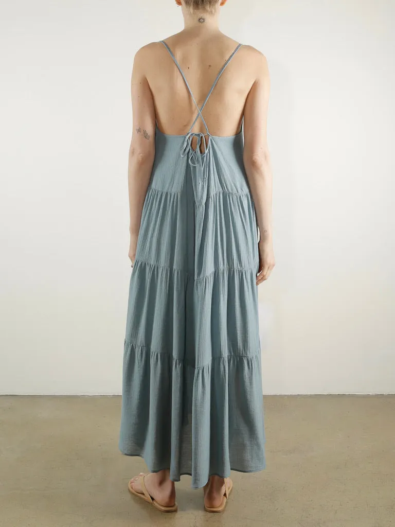 Sunny Maxi Dress in Viscose Gauze - Sea *Final Sale*