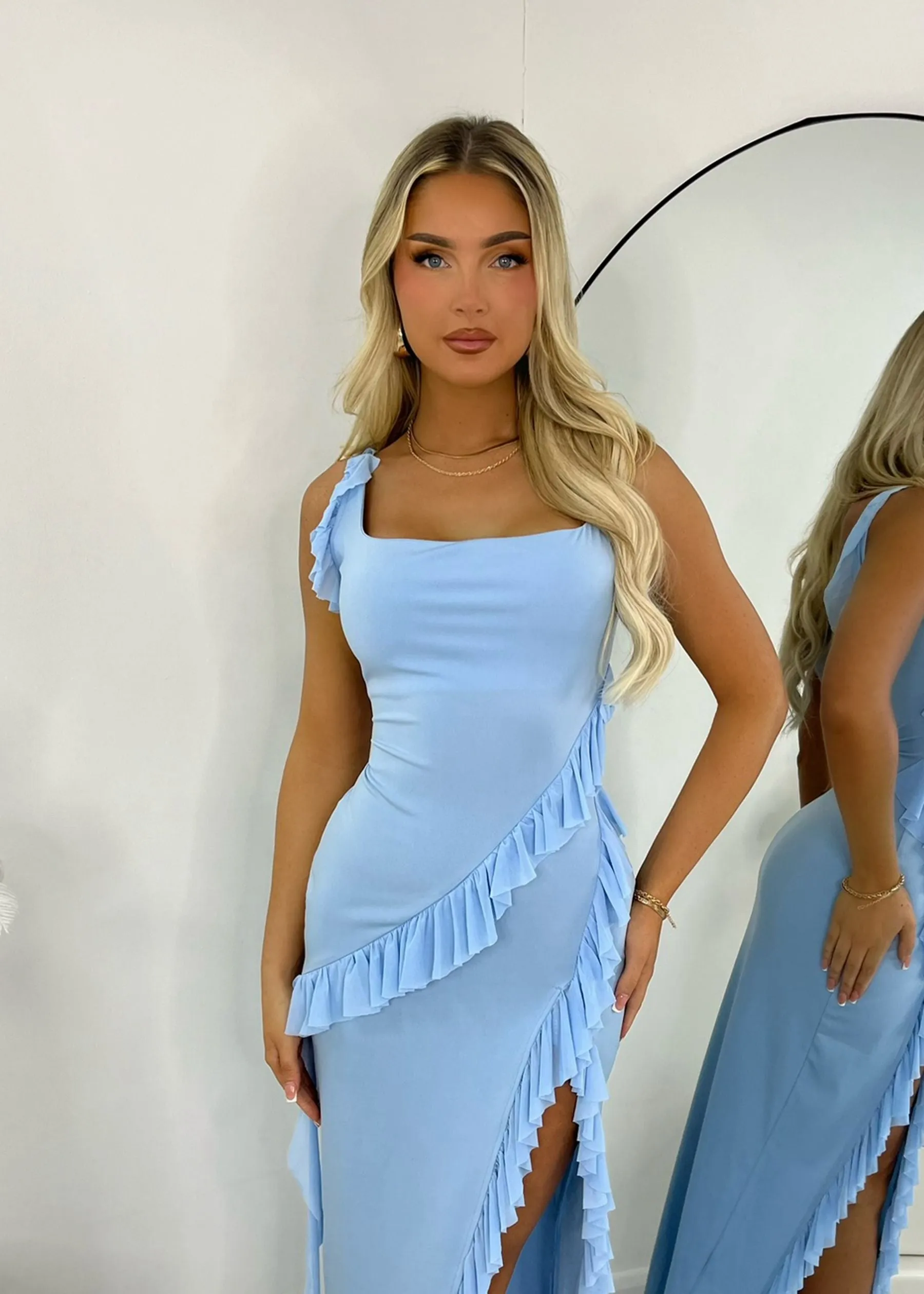 Sweet Intentions Ruffle Maxi Dress - Blue